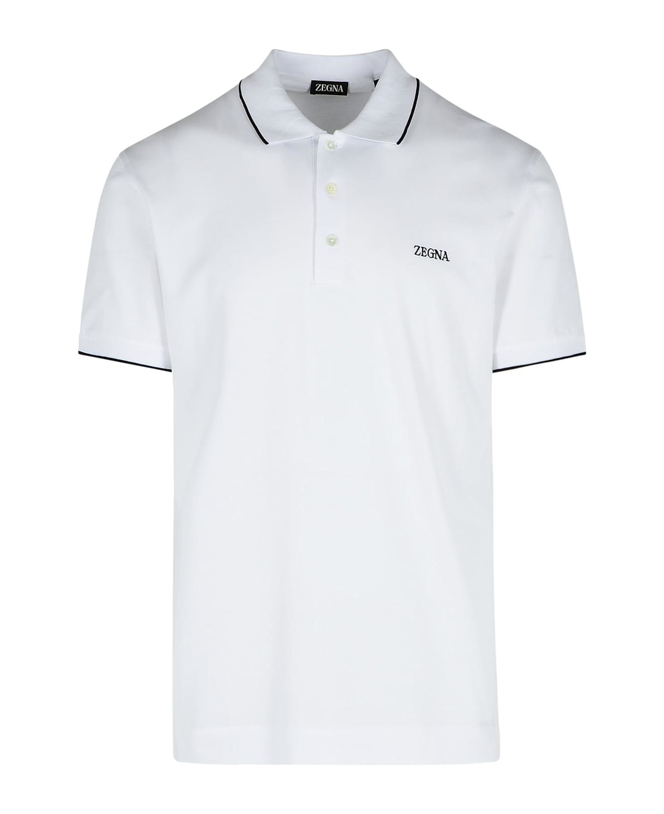 Zegna White Cotton Polo Shirt - White