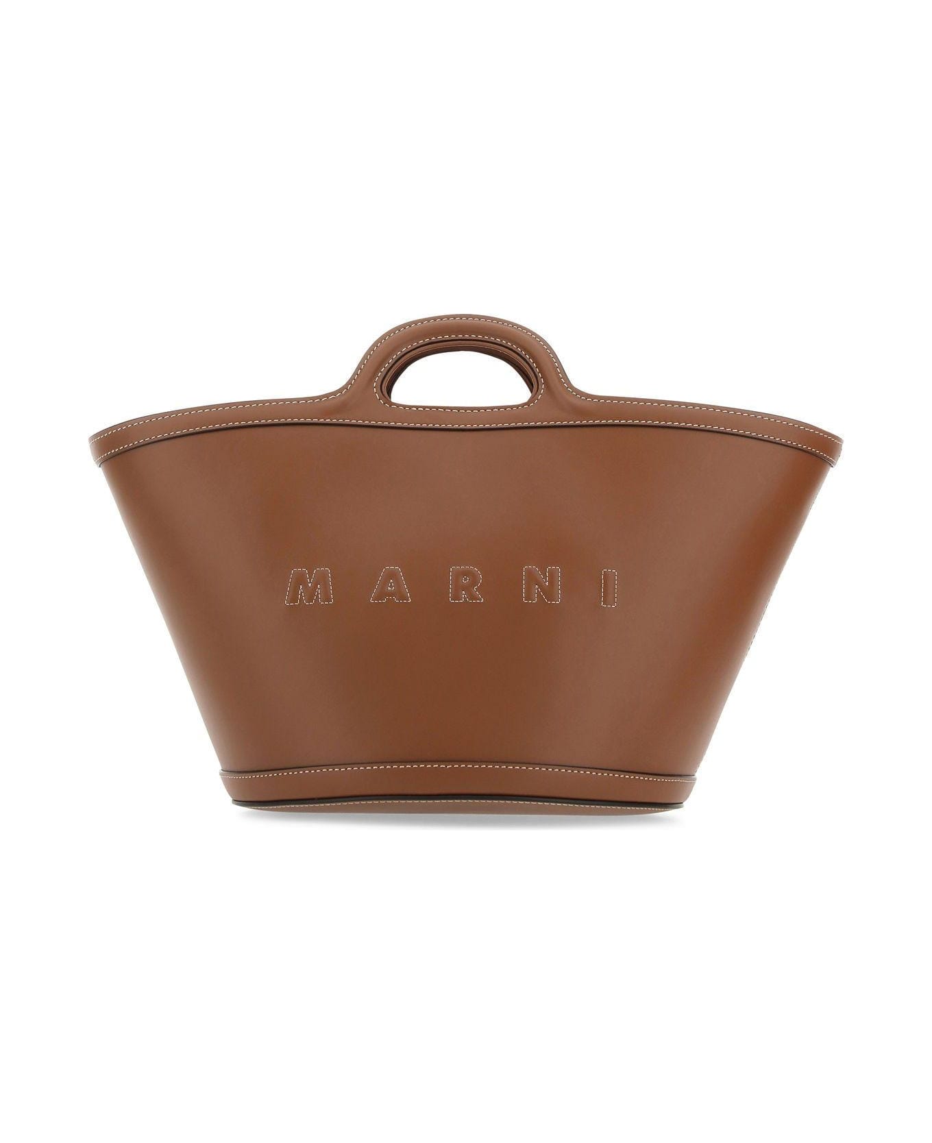 Marni Brown Leather Small Tropicalia Handbag - BROWN
