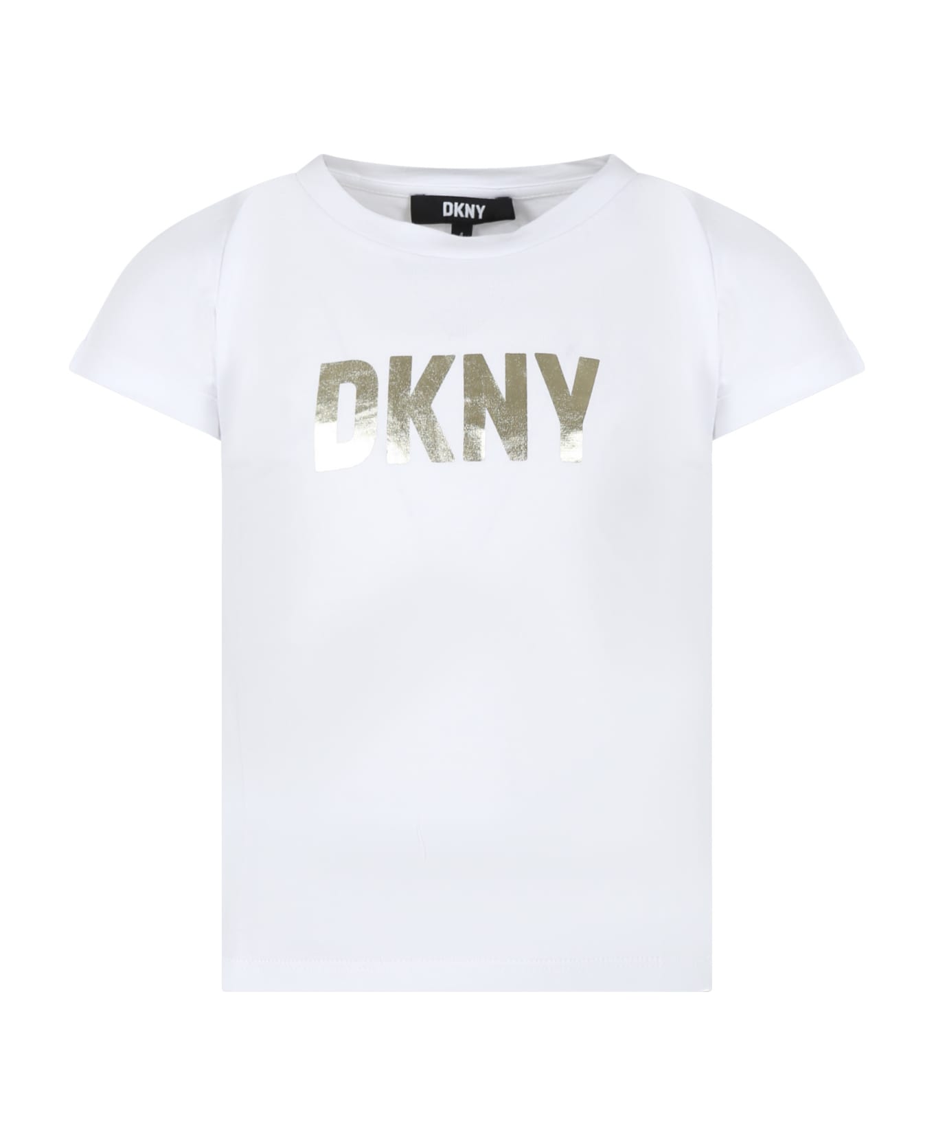 DKNY White T-shirt For Girl With Logo - White