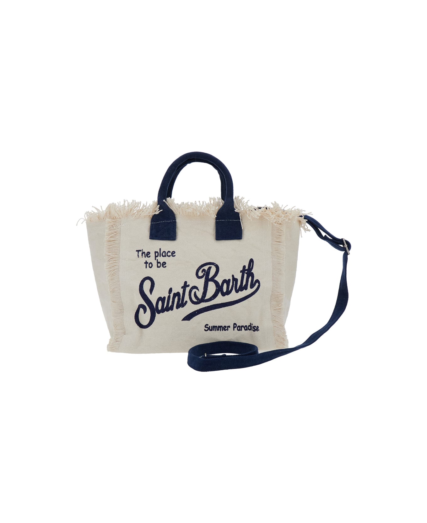 MC2 Saint Barth 'colette' White Handbag With Logo Embroidery On The Front And Adjustable And Removable Shoulder Strap In Cotton Girl - White