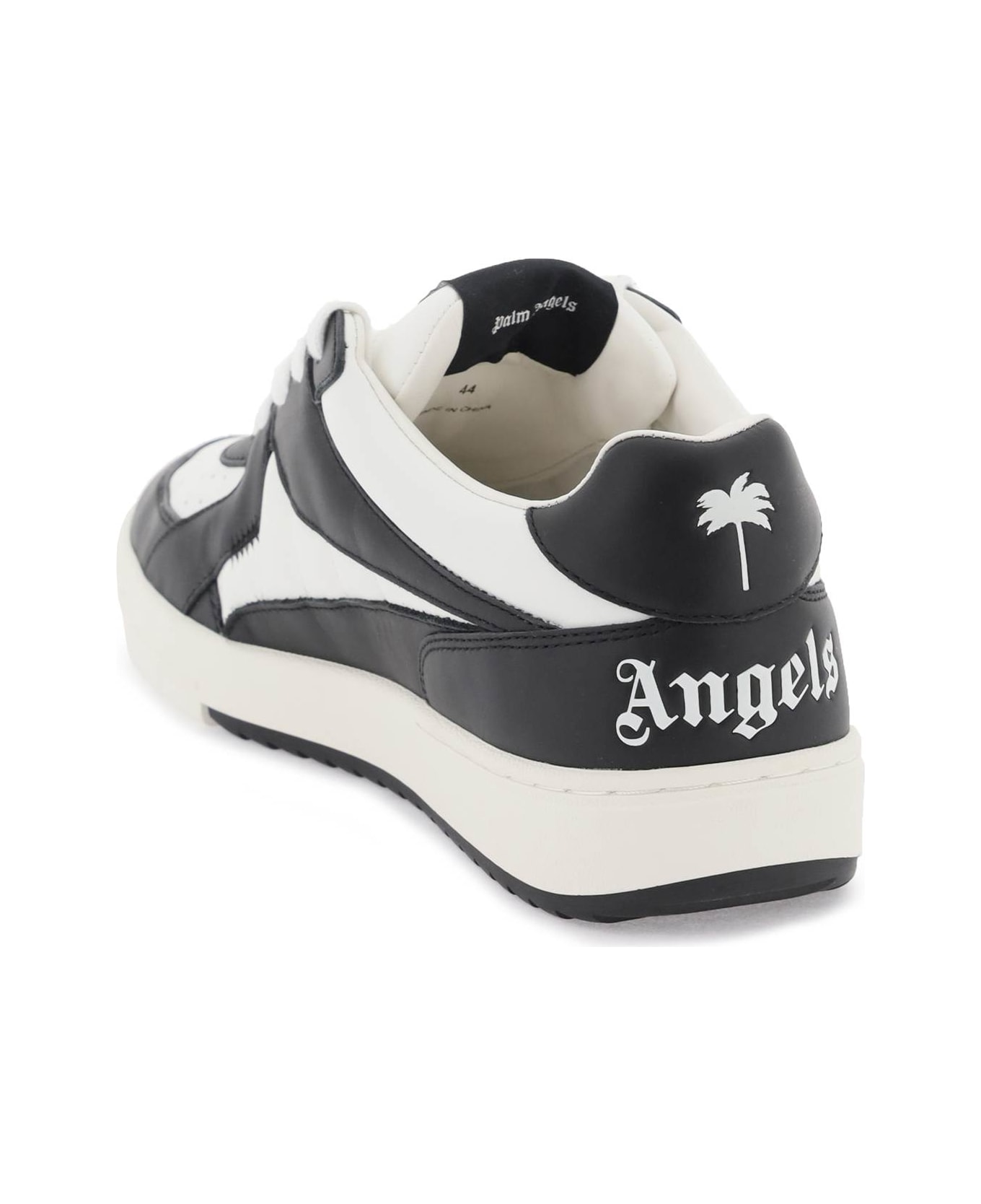 Palm Angels Palm University Leather Sneakers - White Blac