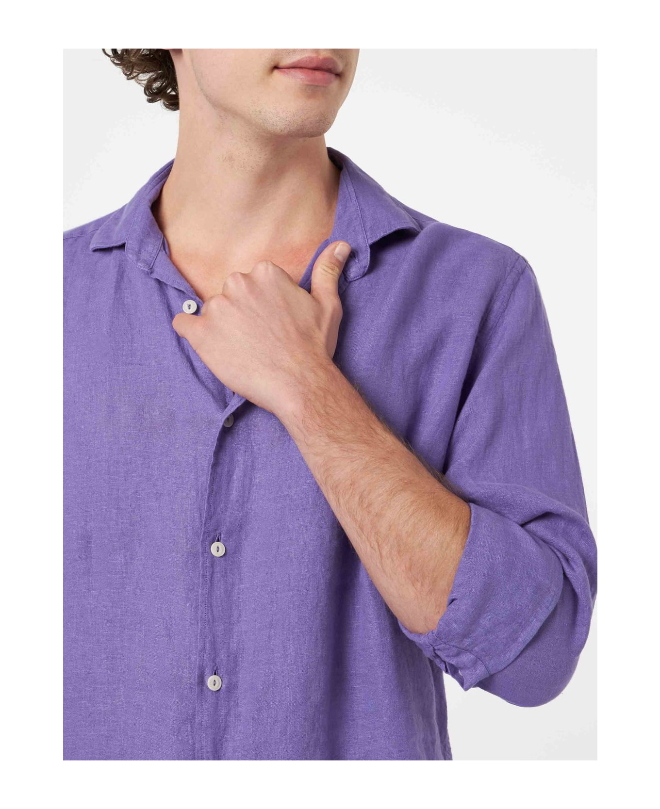 MC2 Saint Barth Man Purple Linen Shirt Pamplona - PINK