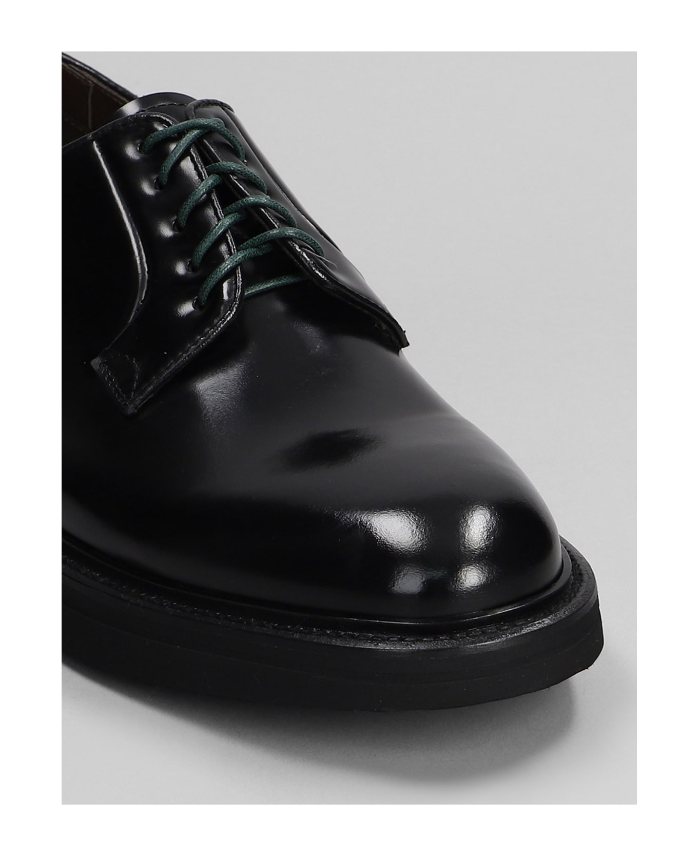 Green George Lace Up Shoes media In Black Leather - black