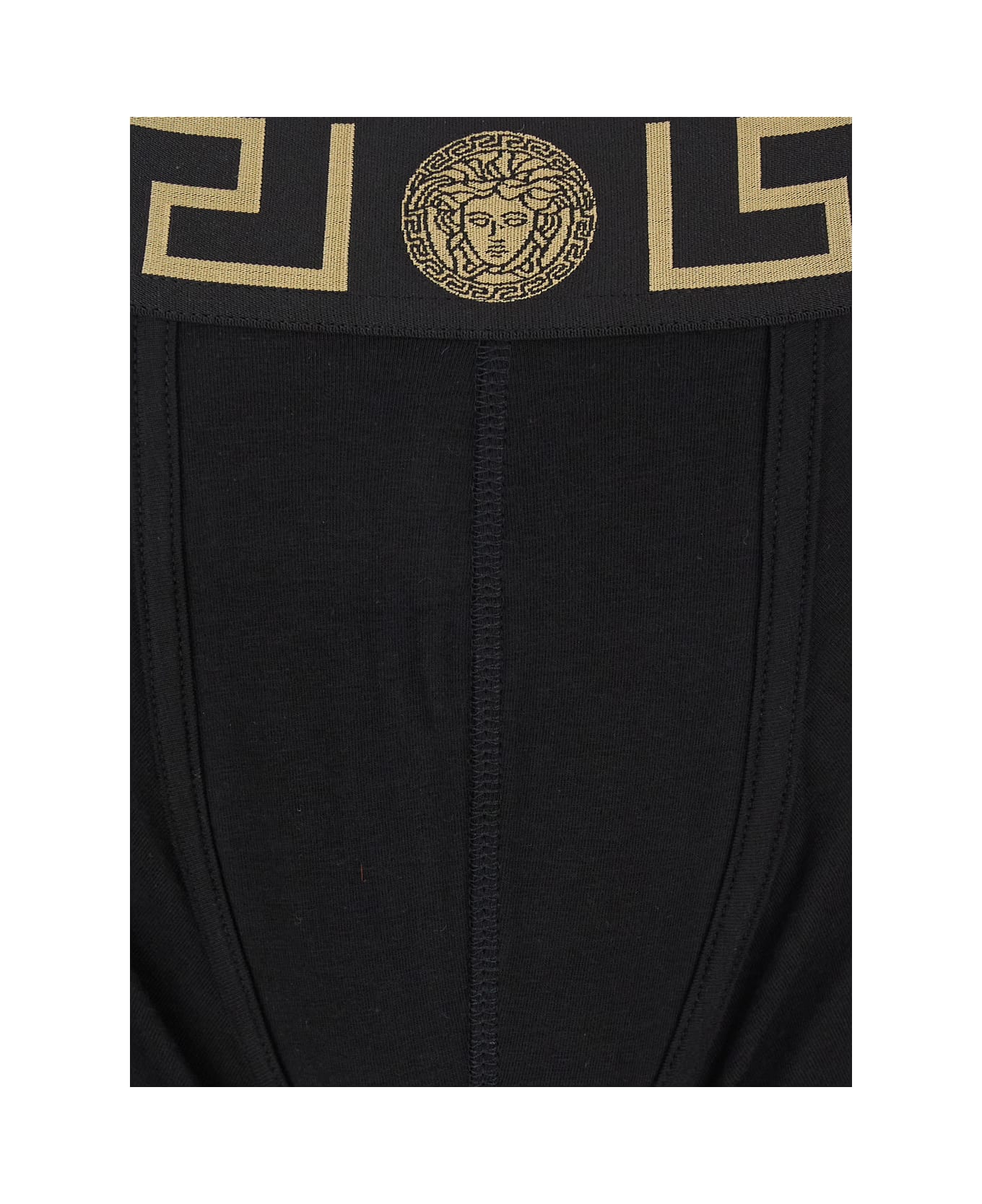 Versace Black Cotton Greca Boxr Two Pieces - Black