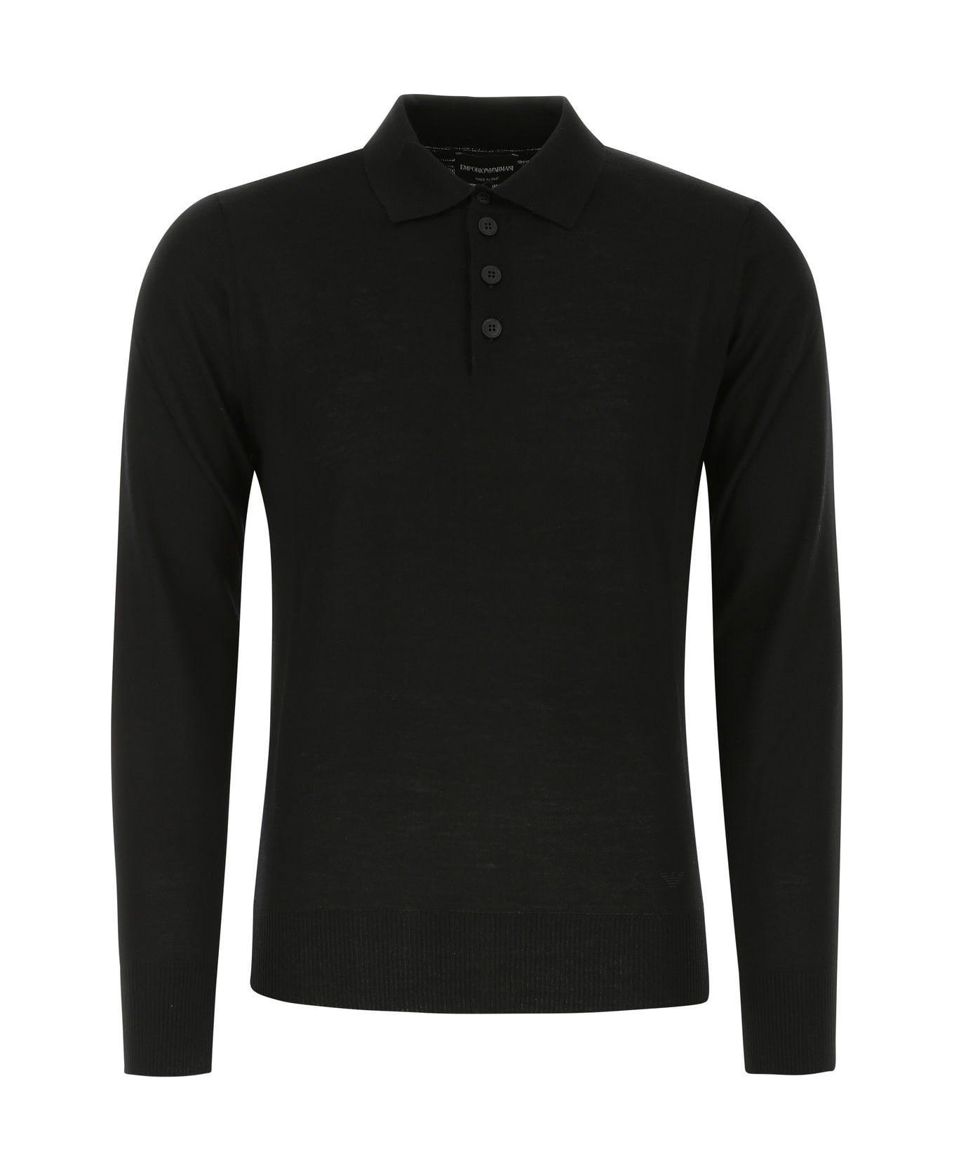Emporio Armani Polo In Black Wool - Black