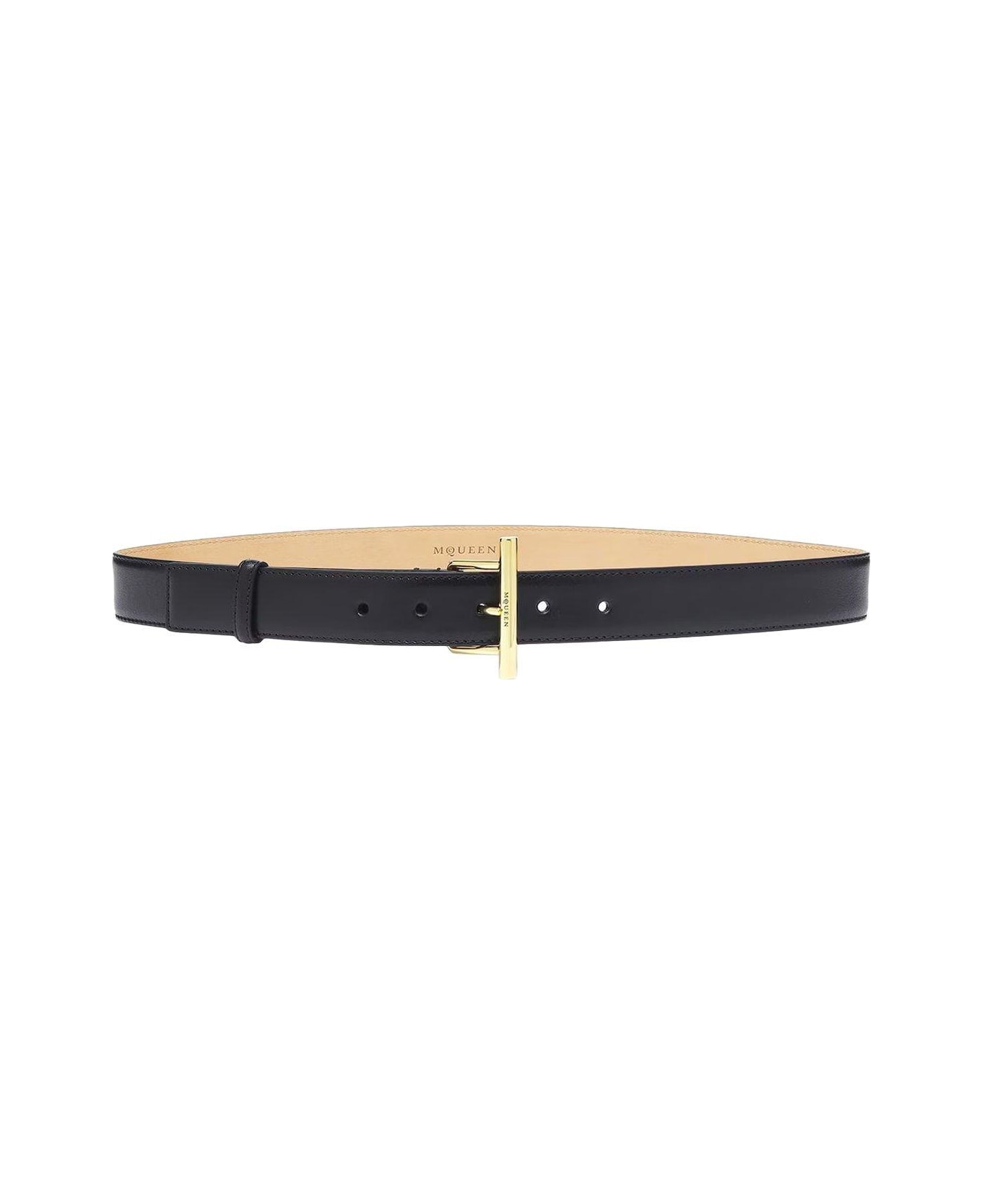 Alexander McQueen Logo Engraved Sling Belt - Nero e Oro