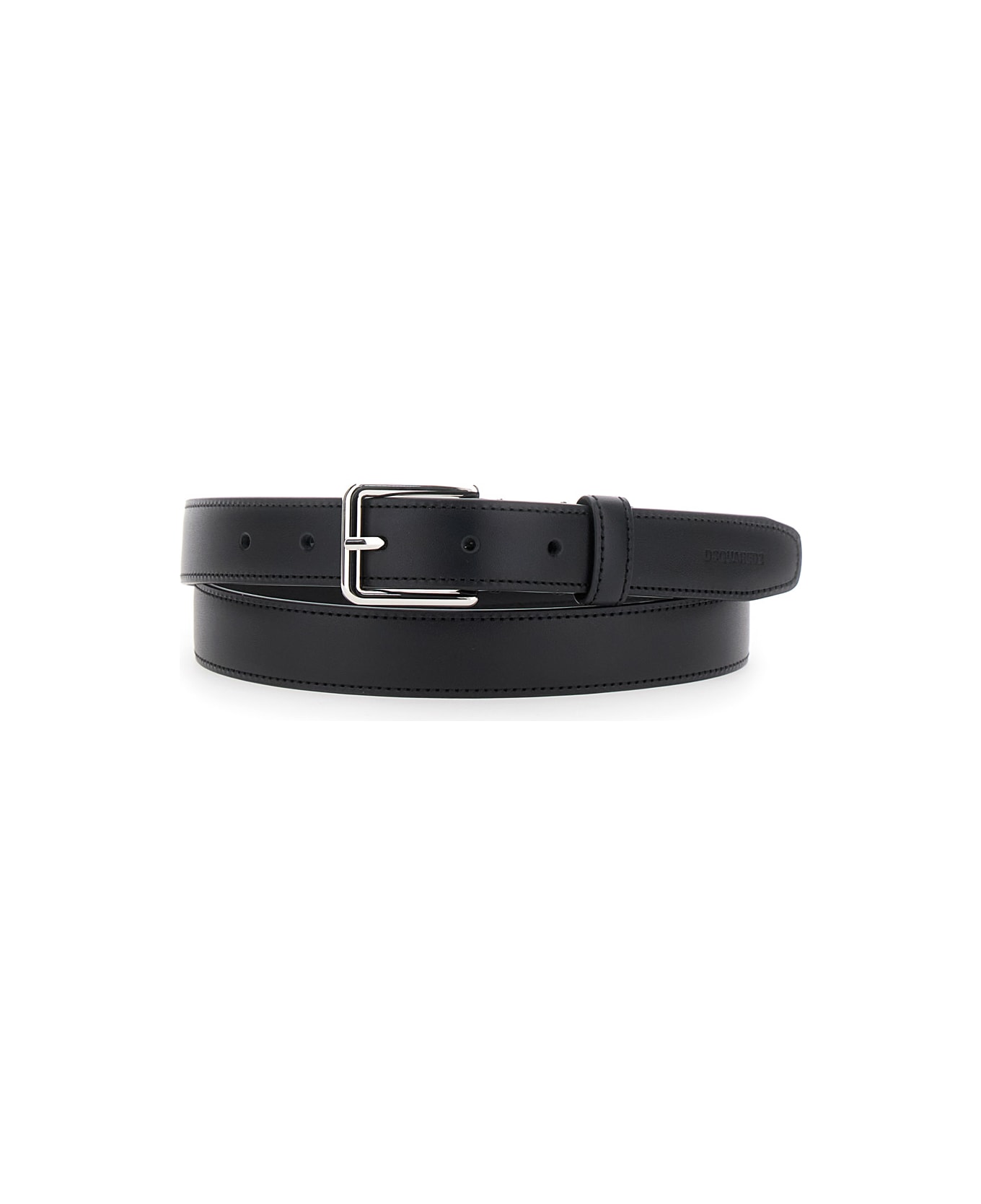 Dsquared2 Black Belt With Adjustable Buckle Closure In Leather Man - Black