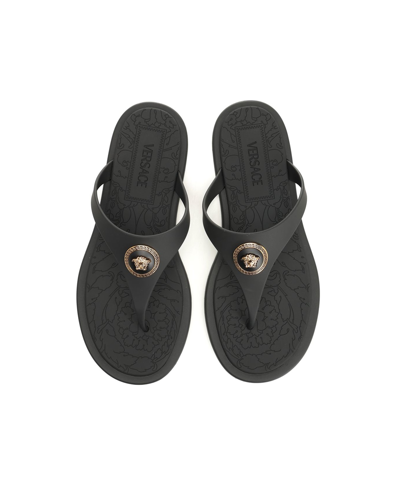 Versace 'alia' Flat Rubber Sandals - Black
