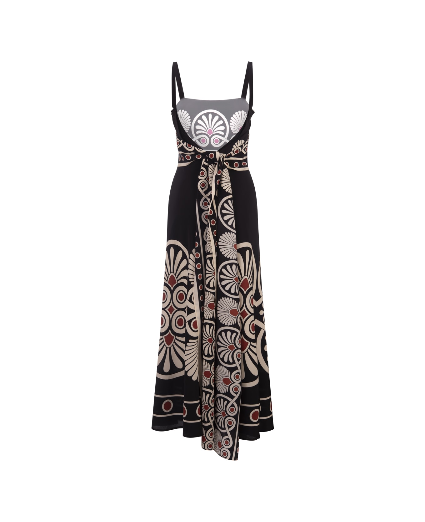 La DoubleJ Slip-around Dress In Medallion Placée Black In Crepe De Chine - Black