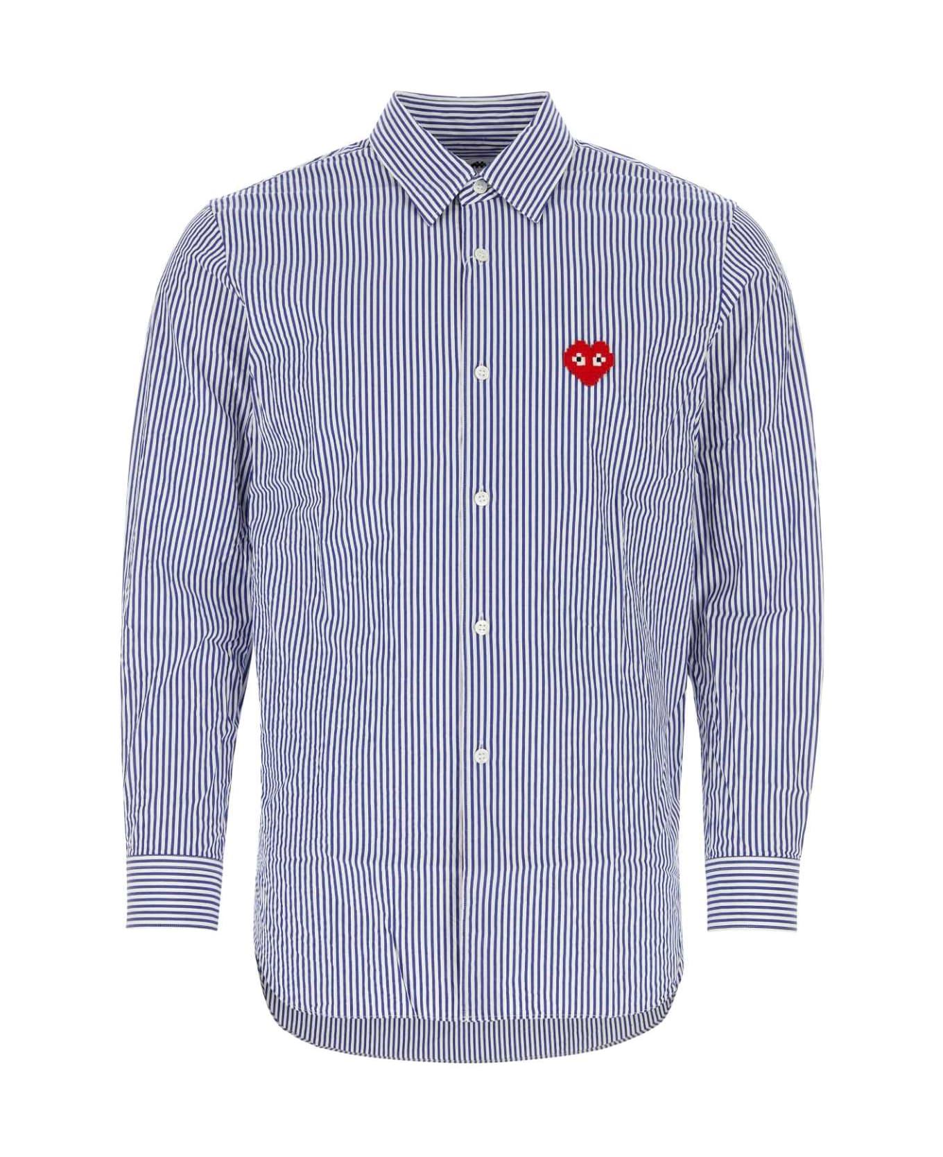 Comme des Garçons Play Embroidered Cotton Shirt - BLUEWHTSTRIPES