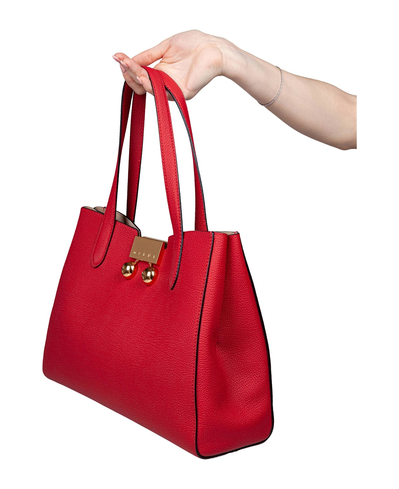 Marni Trunkaroo Handbag In Red Leather - Red