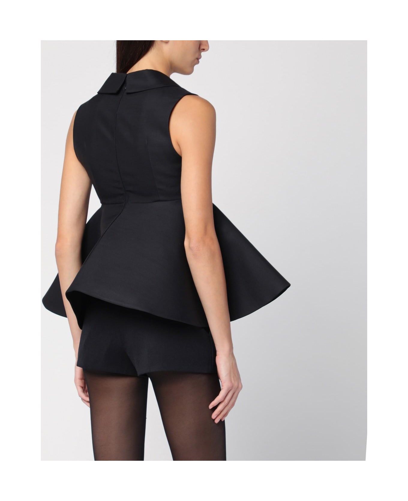 Jacquemus Black Wool And Silk Spalla Top - Black