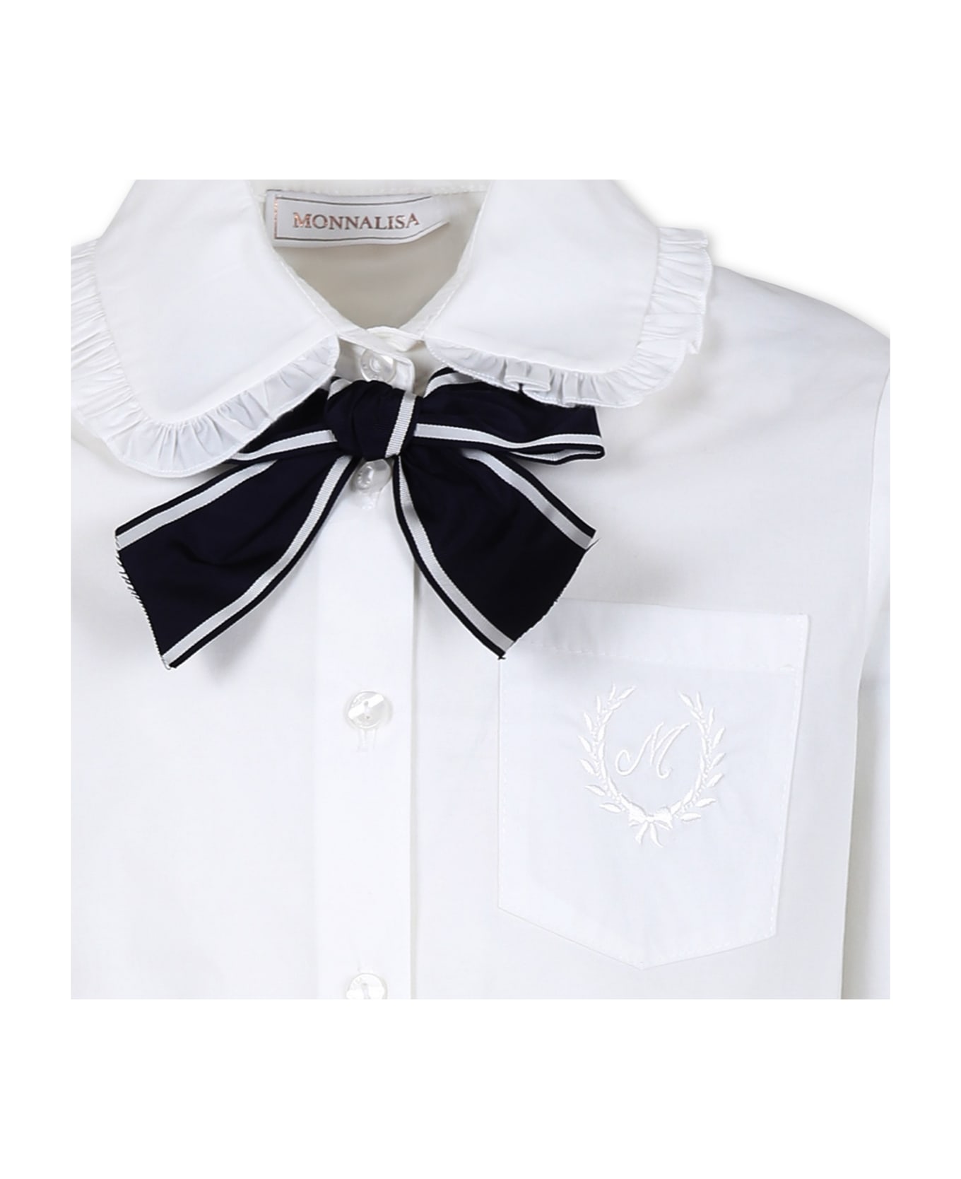 Monnalisa White Shirt For Girl With Logo - White