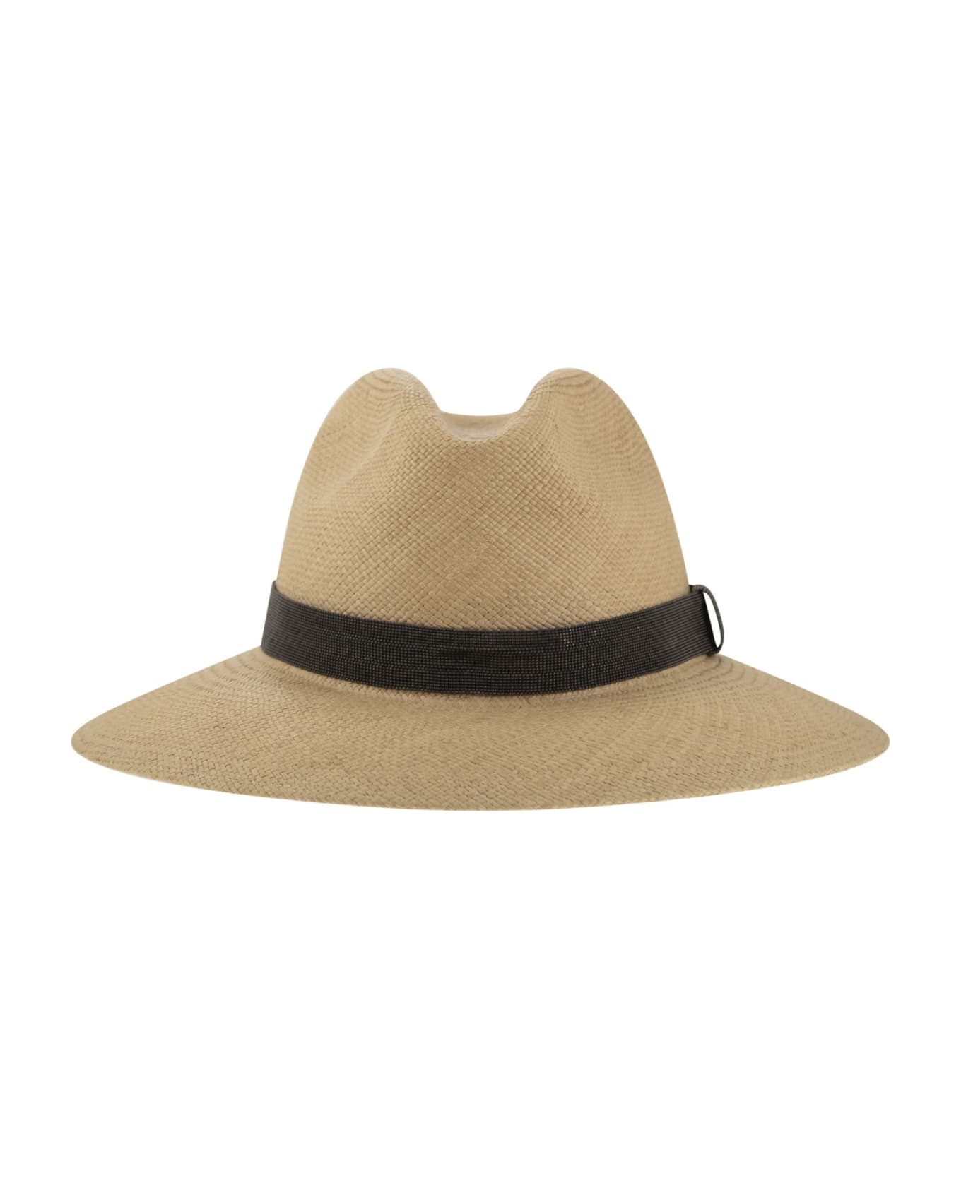 Brunello Cucinelli Straw Hat With Precious Band - Beige