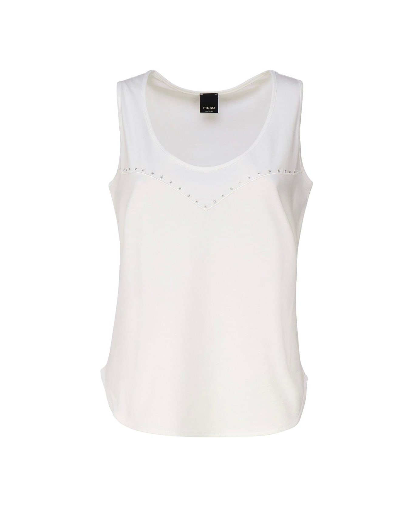 Pinko Eyelet Detail Jersey T-shirt - Bianco-biancaneve