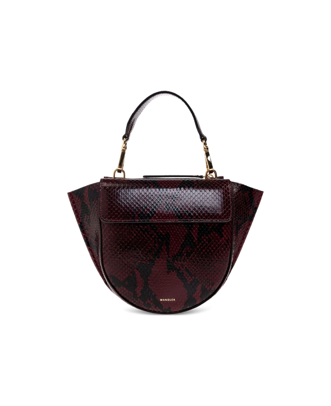 Wandler Hortensia Mini Bag In Burgundy Python - Bordeaux