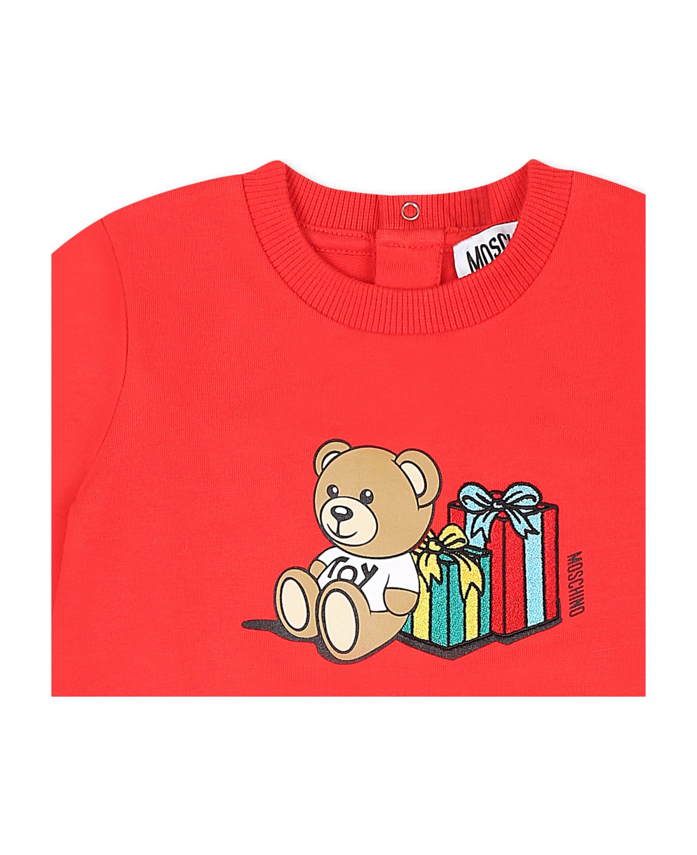 Moschino Red Dress For Baby Girl With Teddy Bear - Red