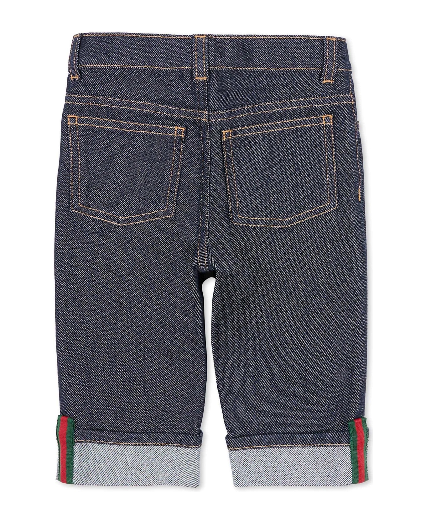 Gucci Denim Jeans For Babykids With Web Detail - Denim