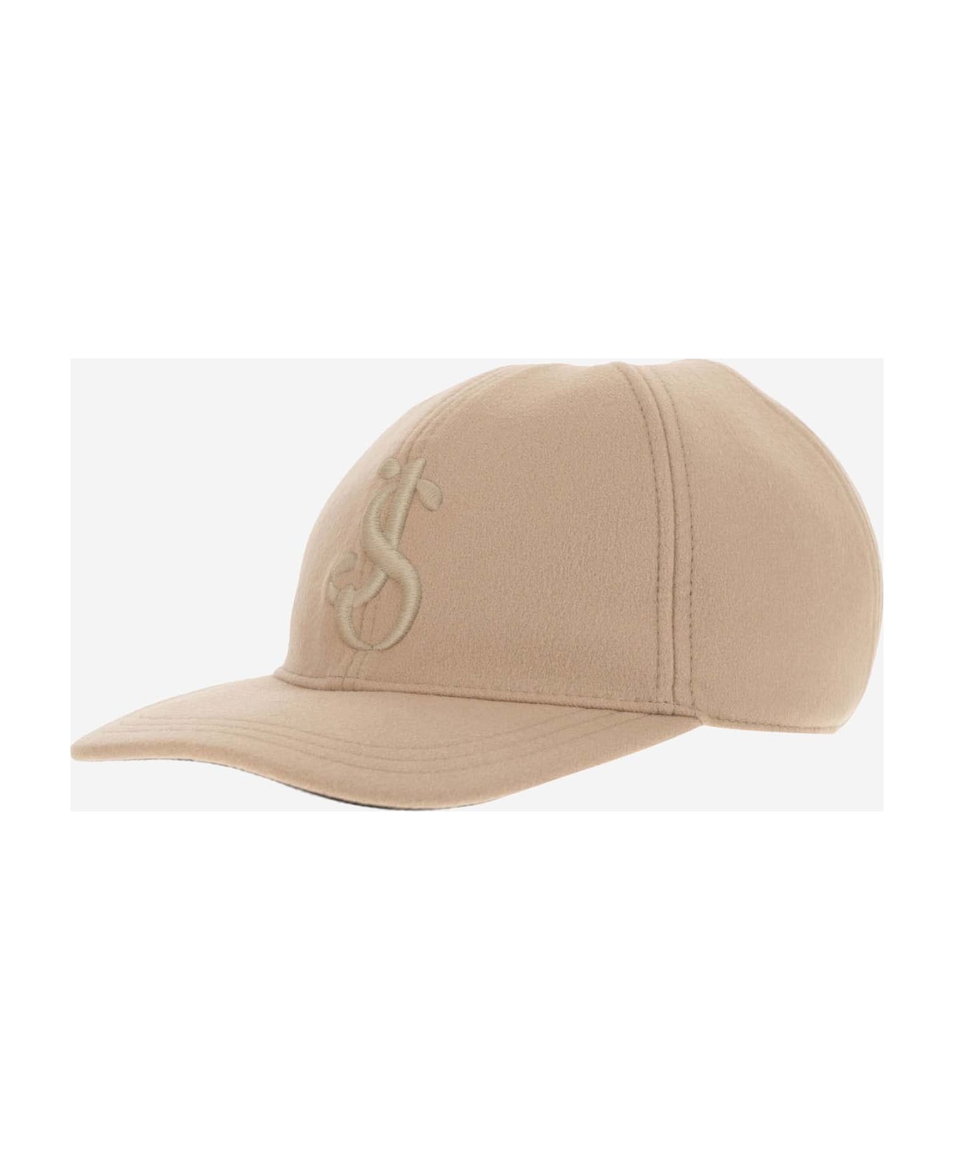 Jil Sander Cashmere Baseball Cap With Logo - Camel 帽子