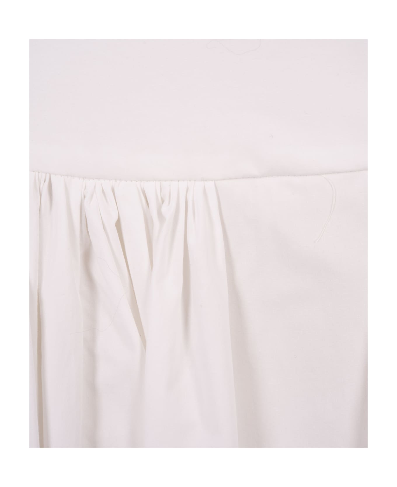 MSGM Flared Midi Skirt In White Poplin - White