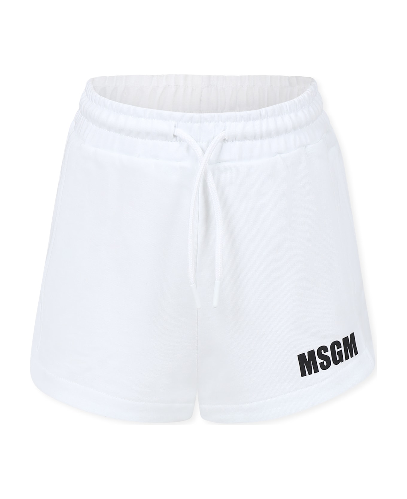 MSGM White Shorts For Girl With Logo - White