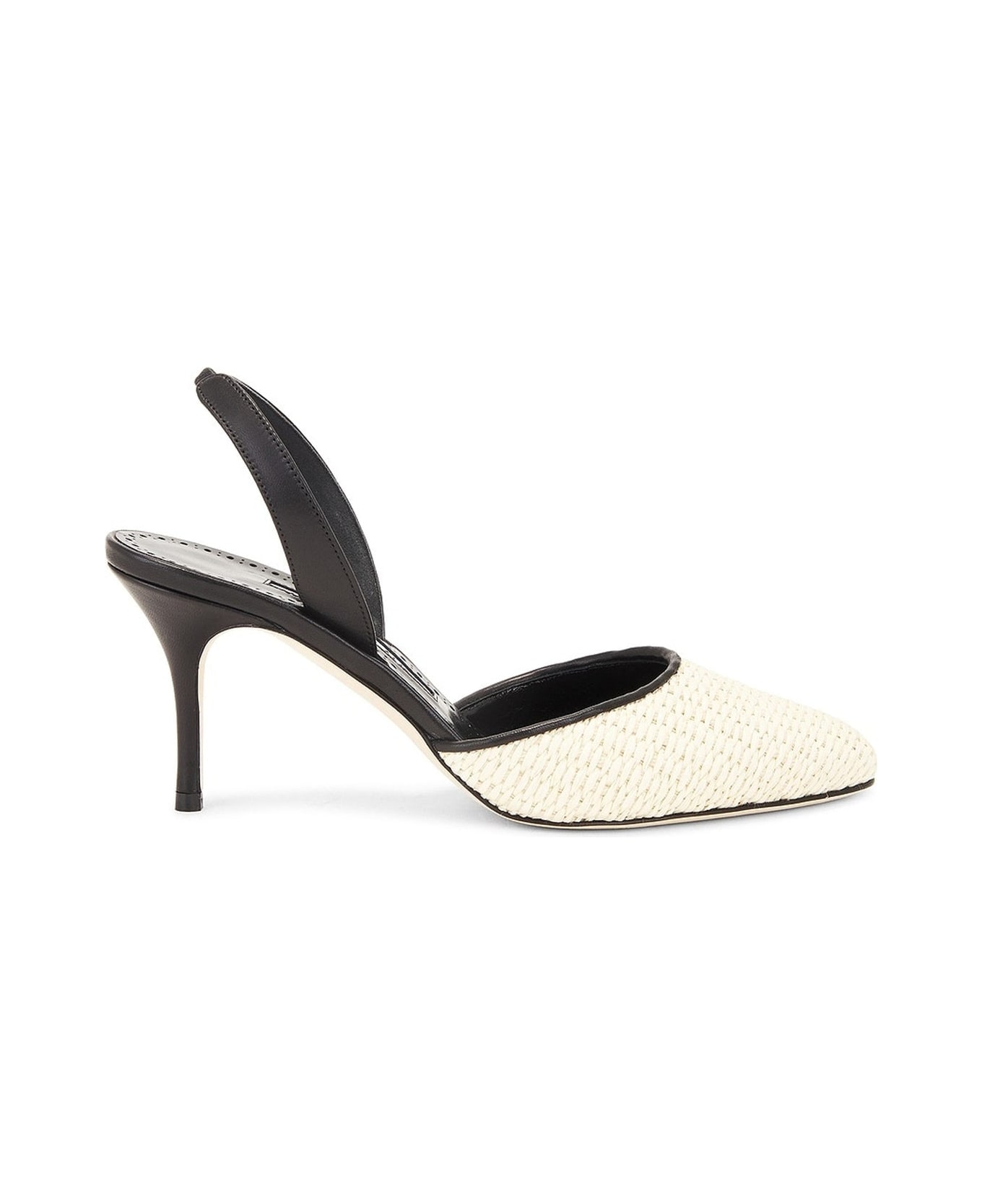 Manolo Blahnik Casam 70 Raffia Pumps - Black