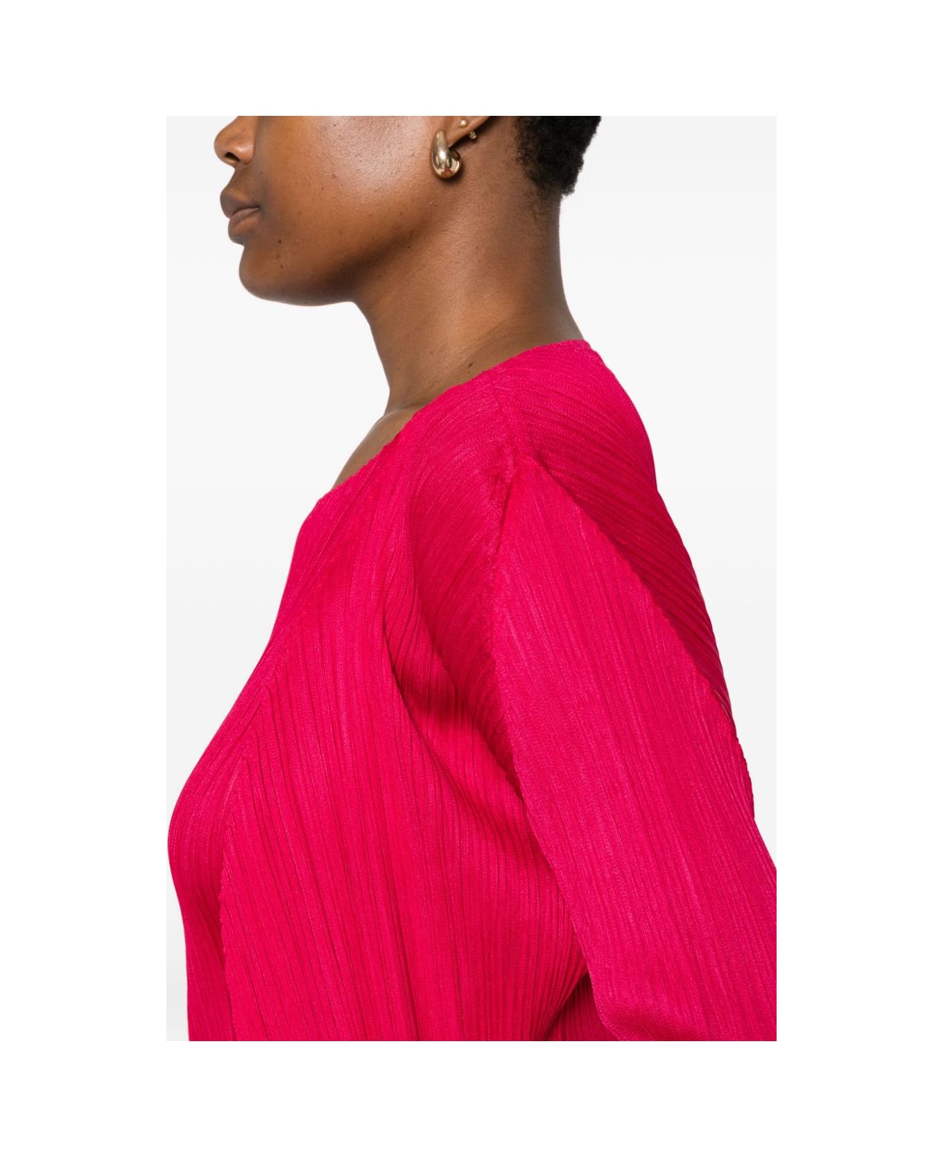Pleats Please Issey Miyake Pleated Midi Cardigan - Red