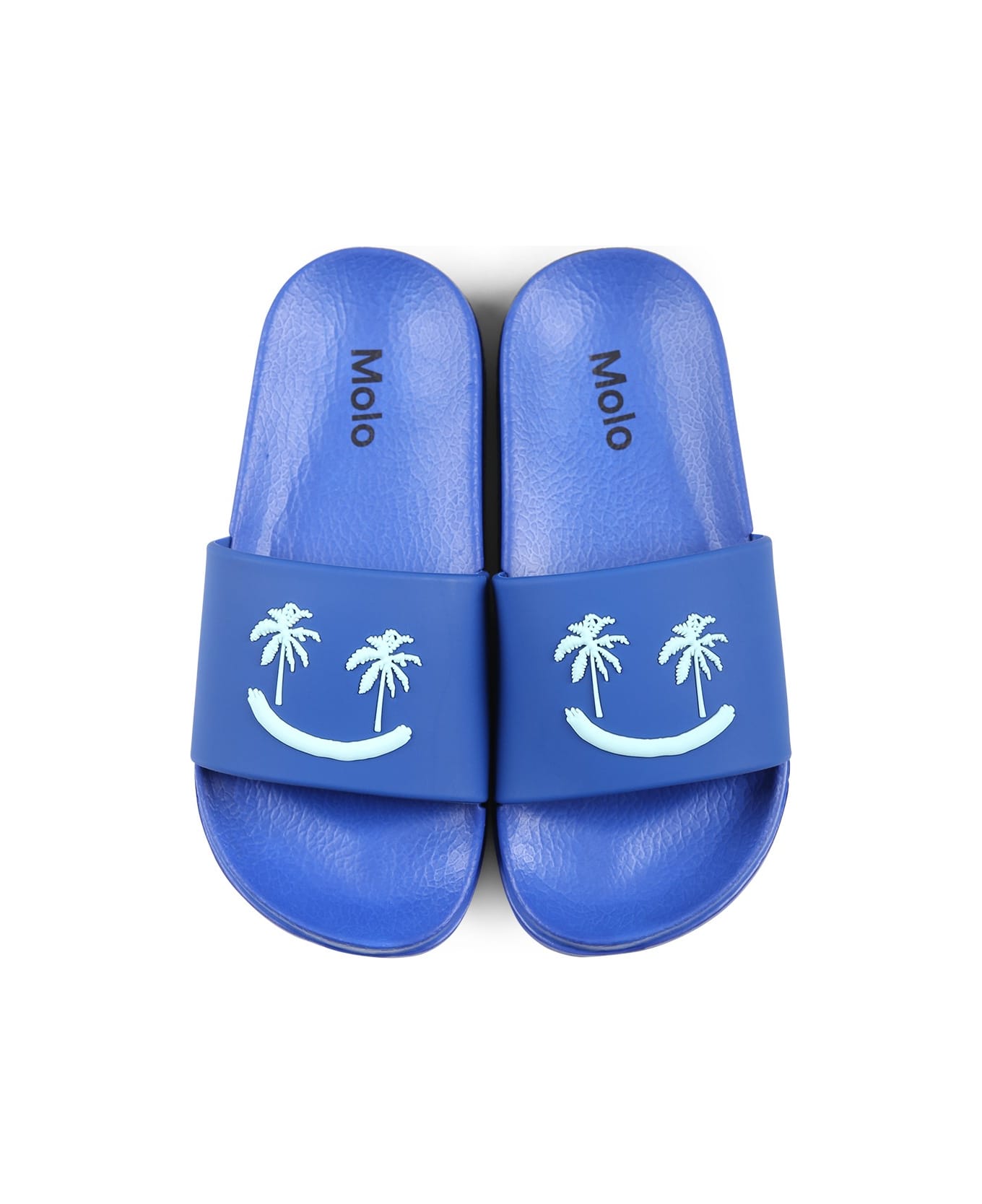 Molo Blue Slippers For Kids With Smiley - Blue