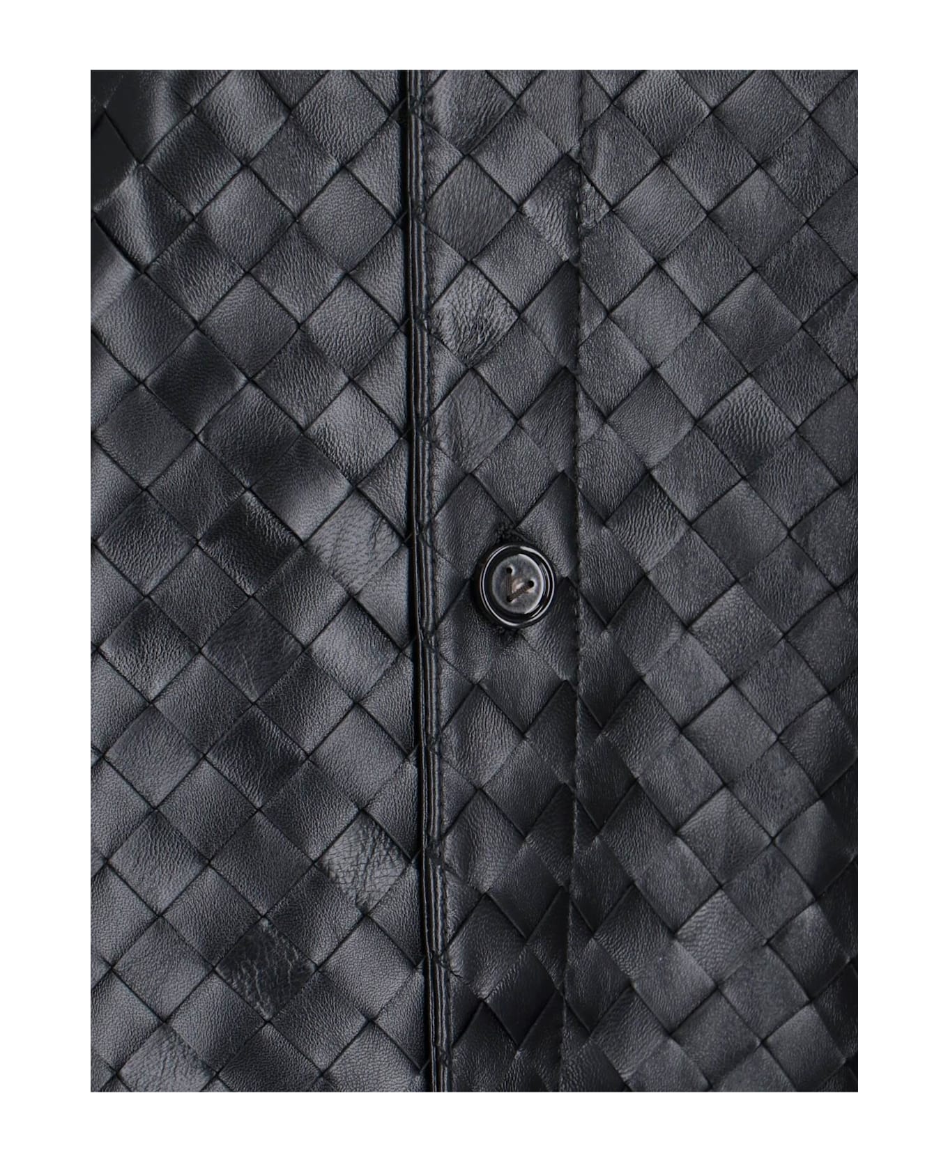 Bottega Veneta Woven Leather Shirt - Black
