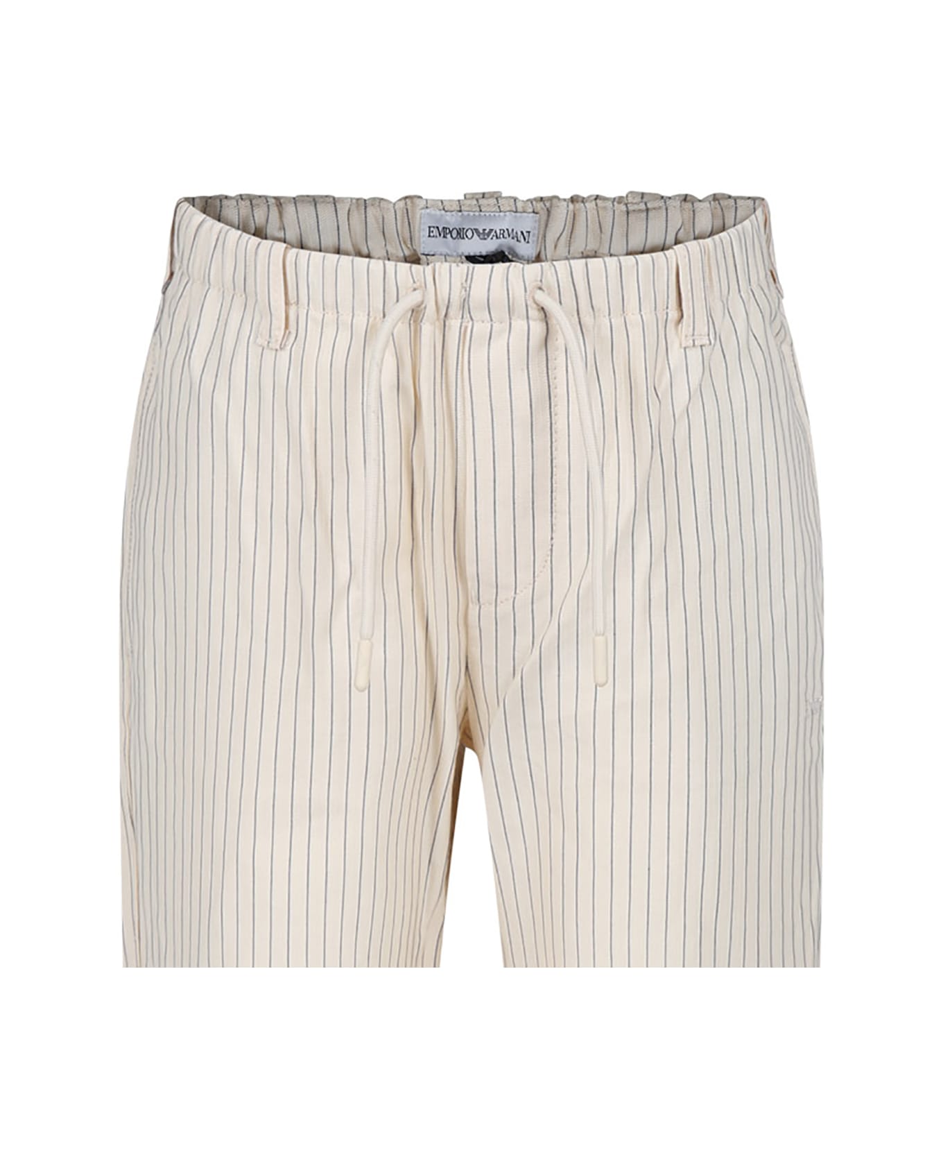 Emporio Armani Ivory Trousers For Boy With Eagle - Ivory