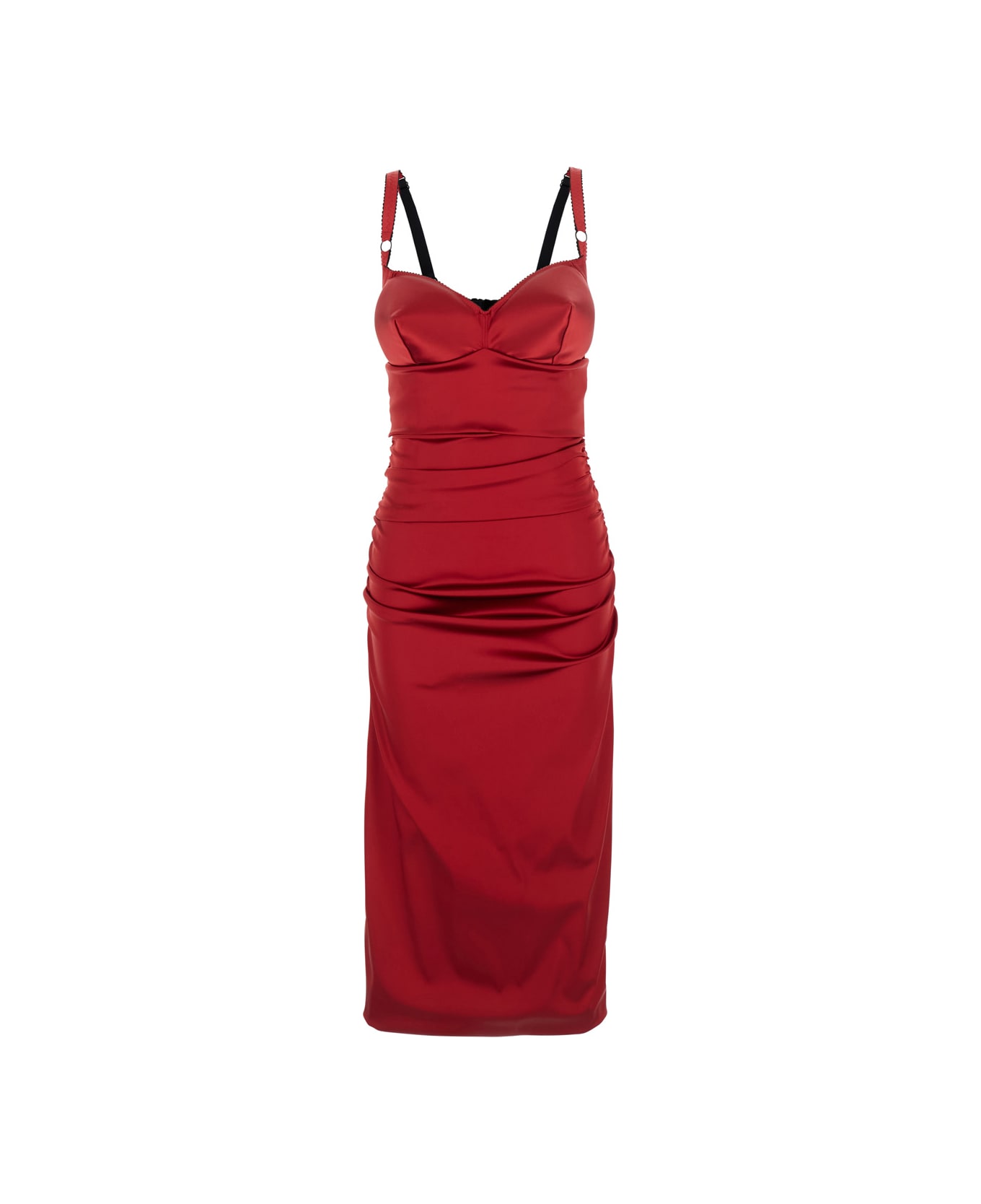 Dolce 
Gabbana Dress With Bustier Design And Ruffled Details - Red