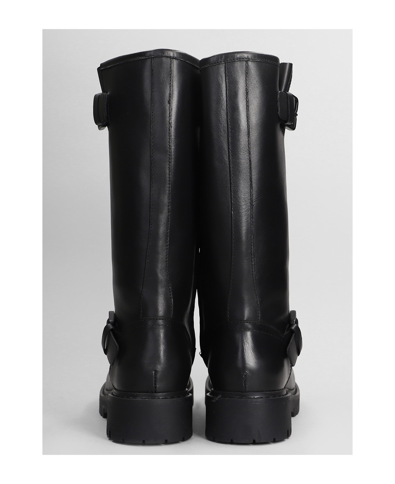 Julie Dee Combat Boots In Black Leather - black