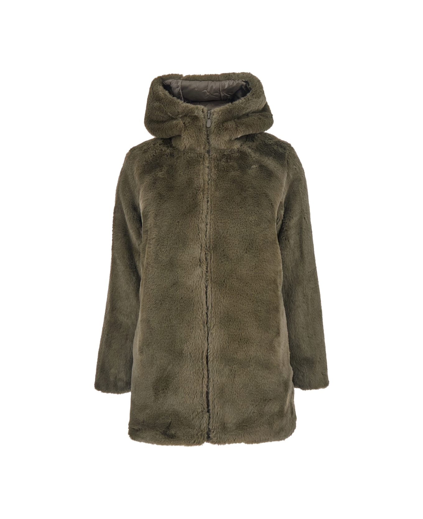 Save the Duck 
bridget
 Brown Reversible Jacket With Front Zip Closure In Ecofur Woman - Brown