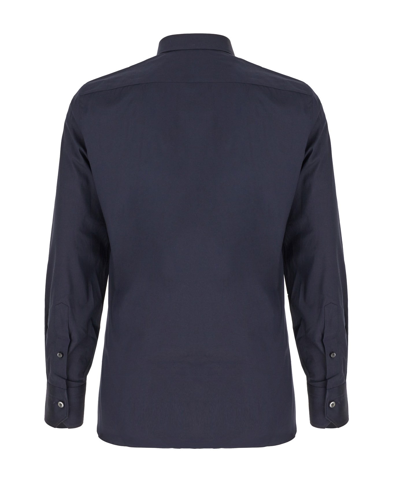 Zegna Navy Blue Poplin Shirt - NAVY BLUE