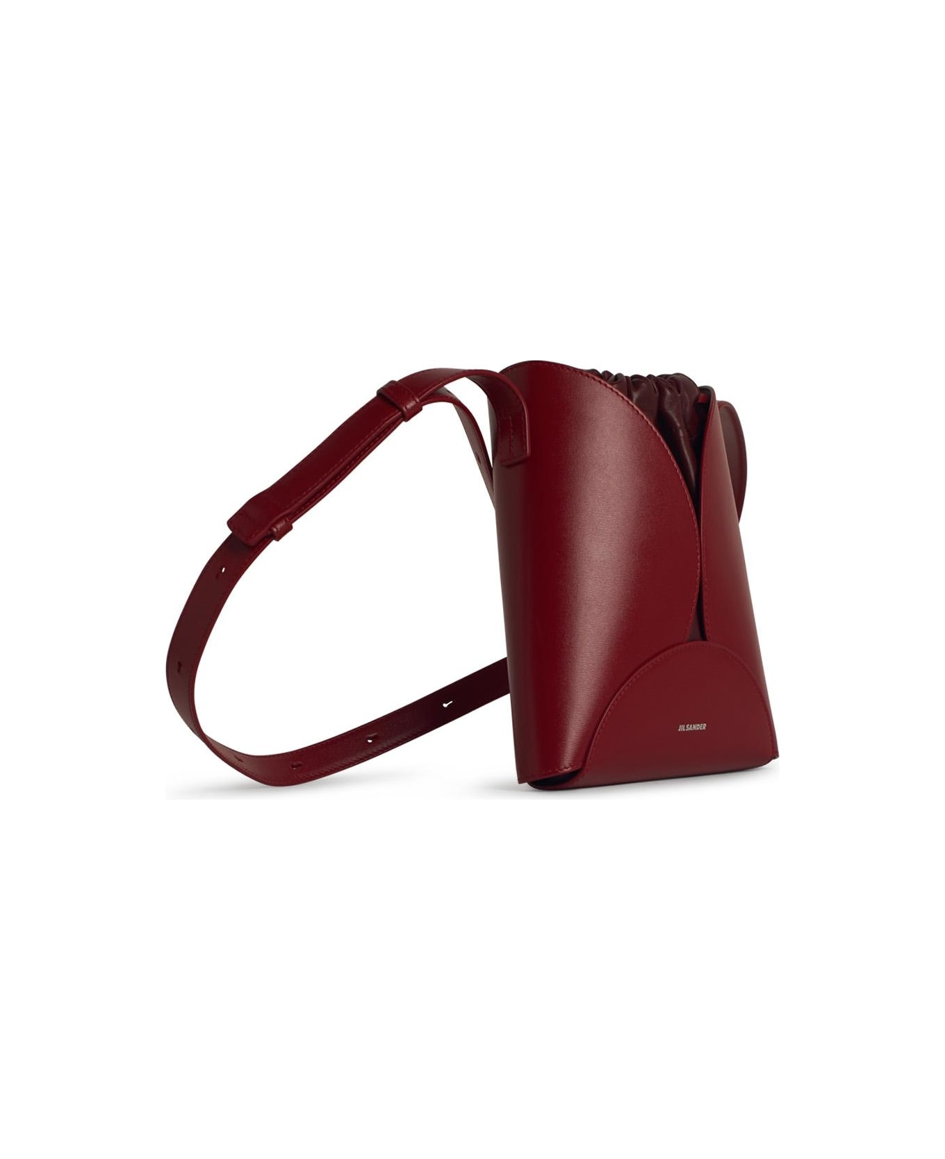 Jil Sander 
curve
 Burgundy Leather Crossbody Bag - Bordeaux