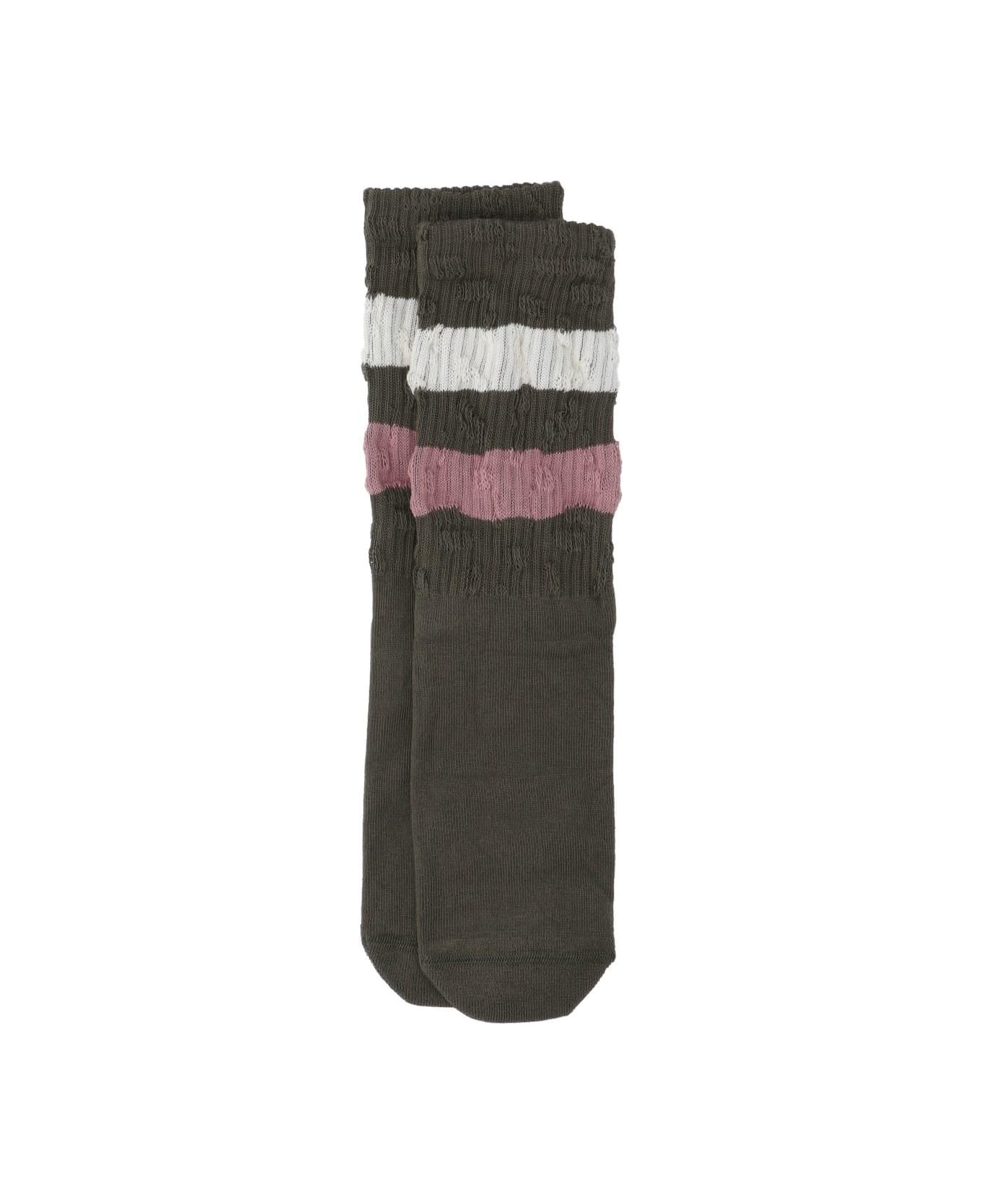 Golden Goose Striped Detail Socks - Kalamata/ Multicolor
