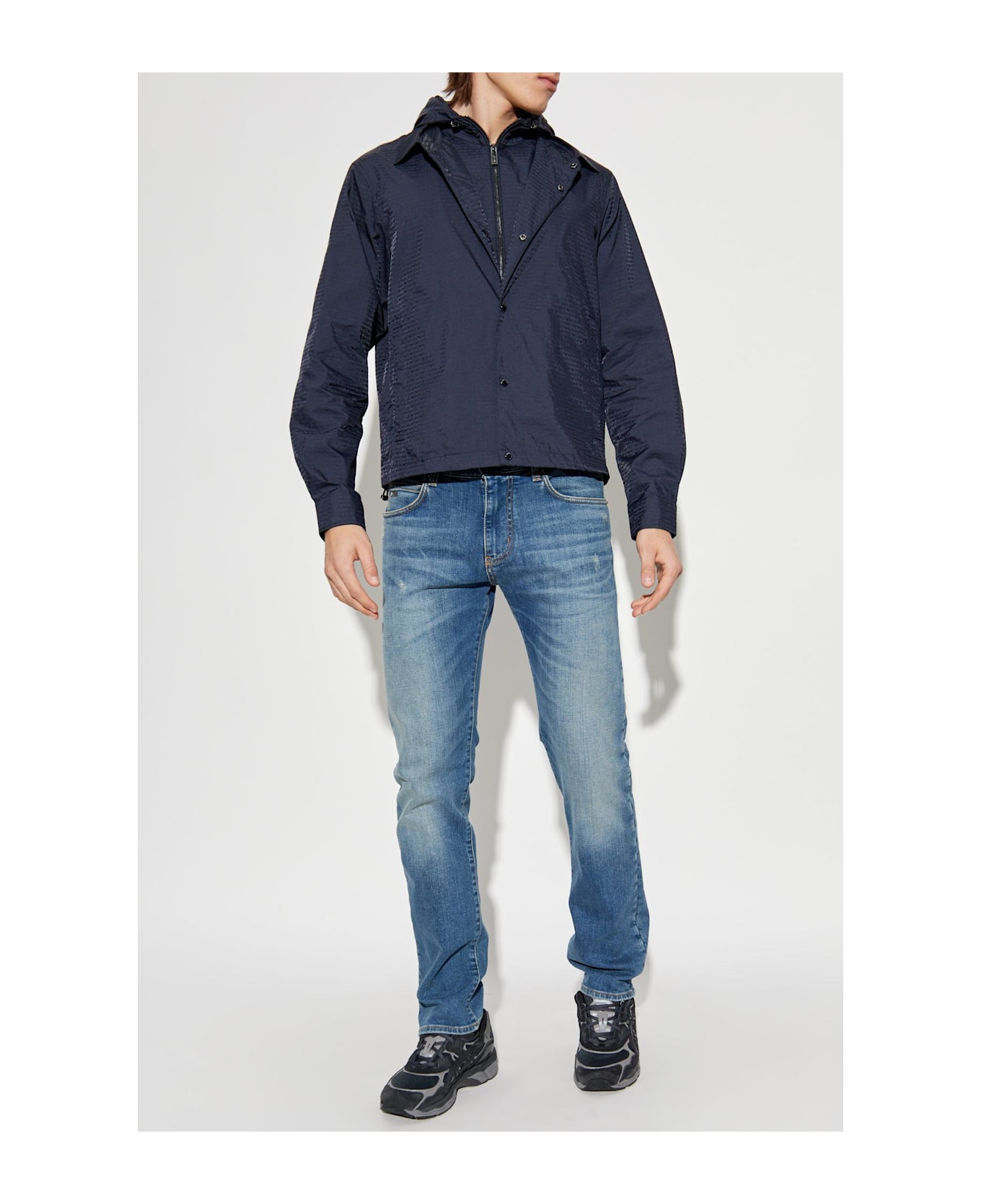 Emporio Armani Jacket With Detachable Hood - Blue
