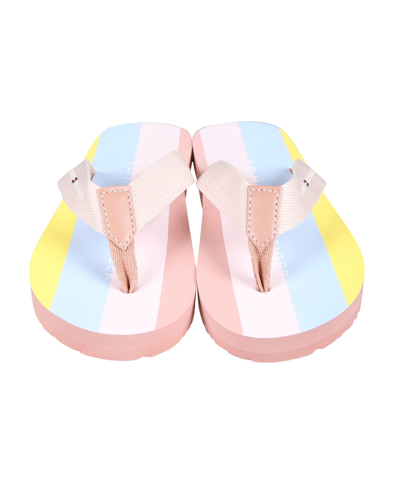 Tommy Hilfiger Pink Flip Flops For Girl With Logo And Flag - Multicolor