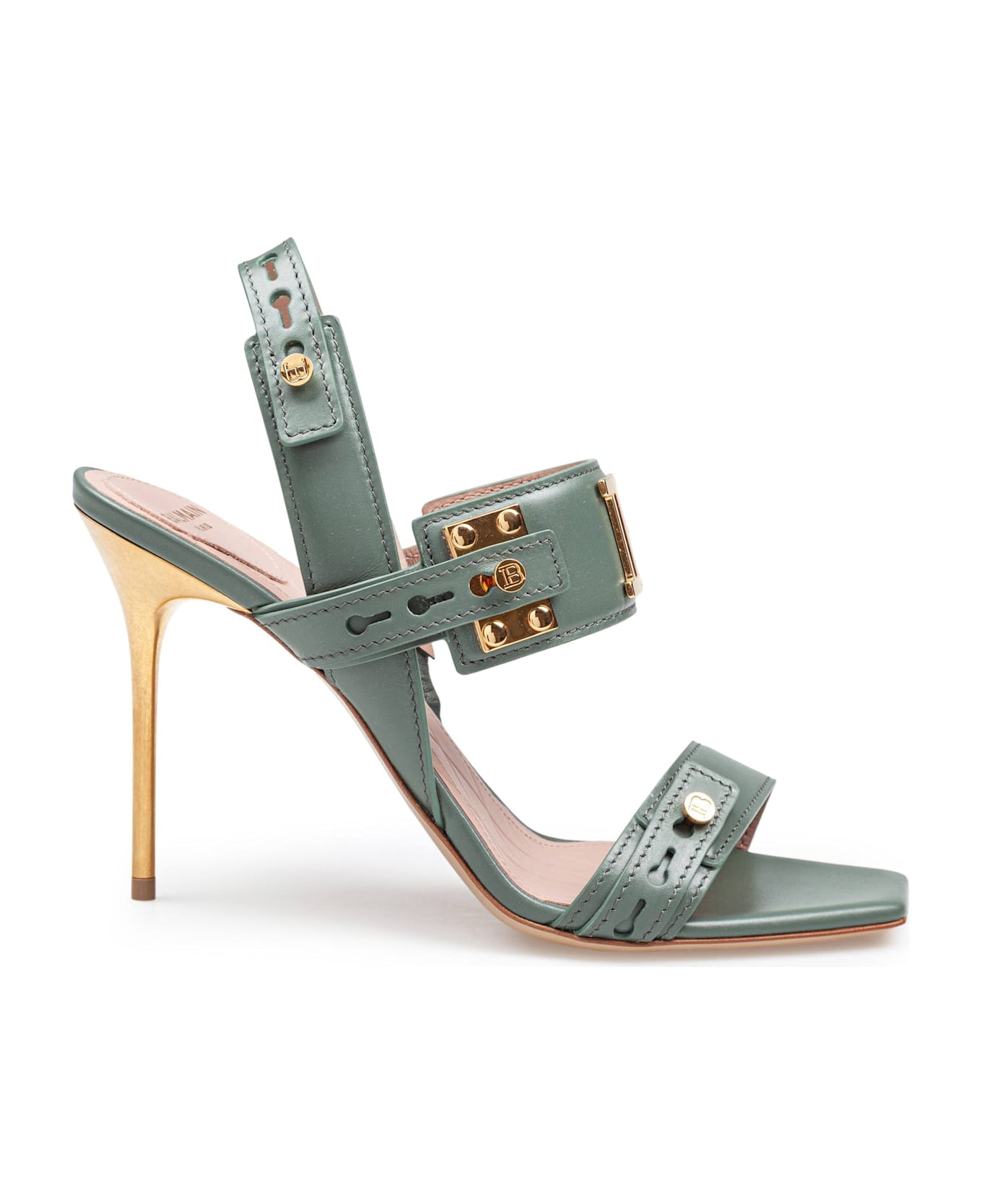 Balmain Leather Sandal Color Green - VERT