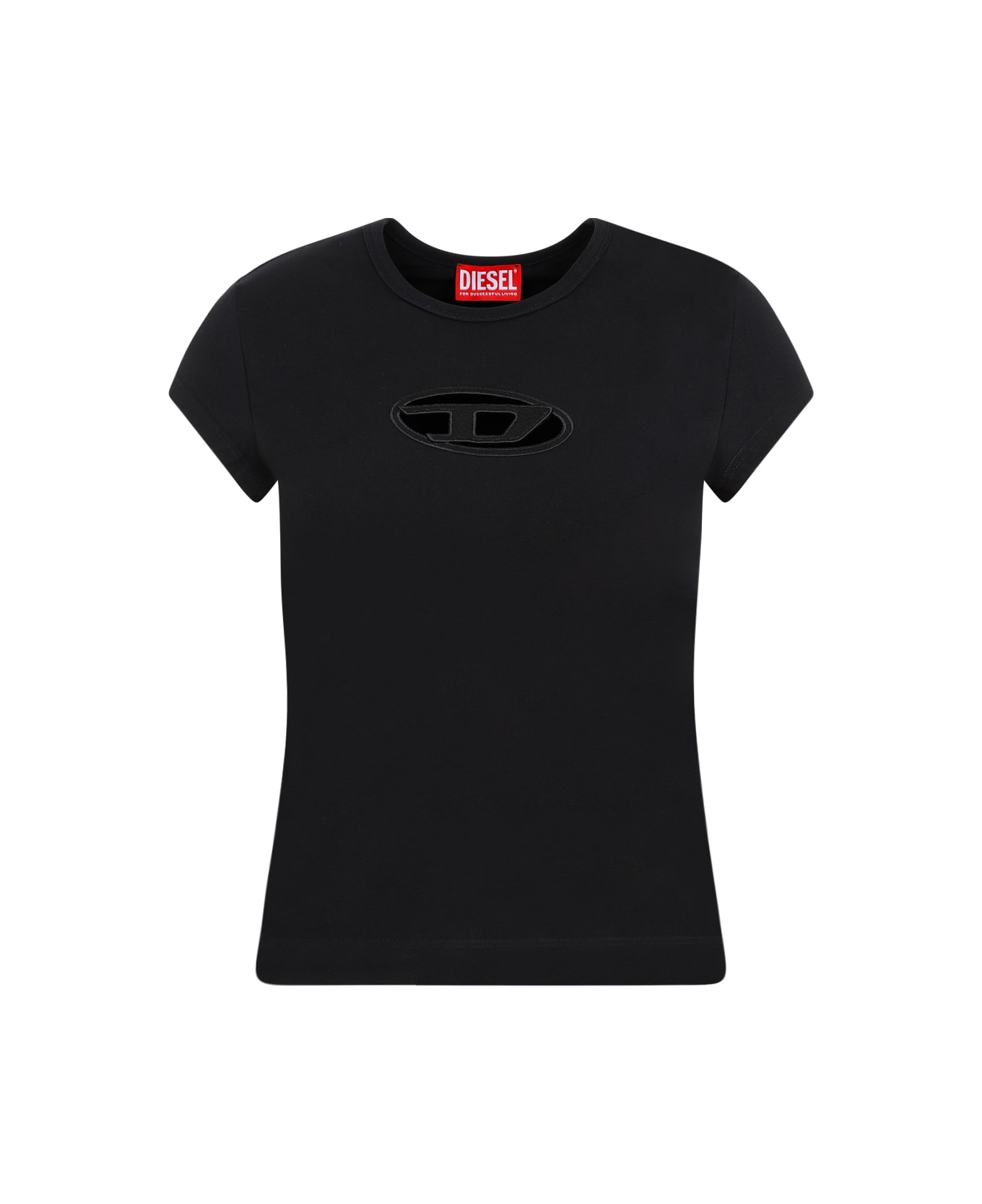 Diesel T-angie Cotton Crew-neck T-shirt - Black