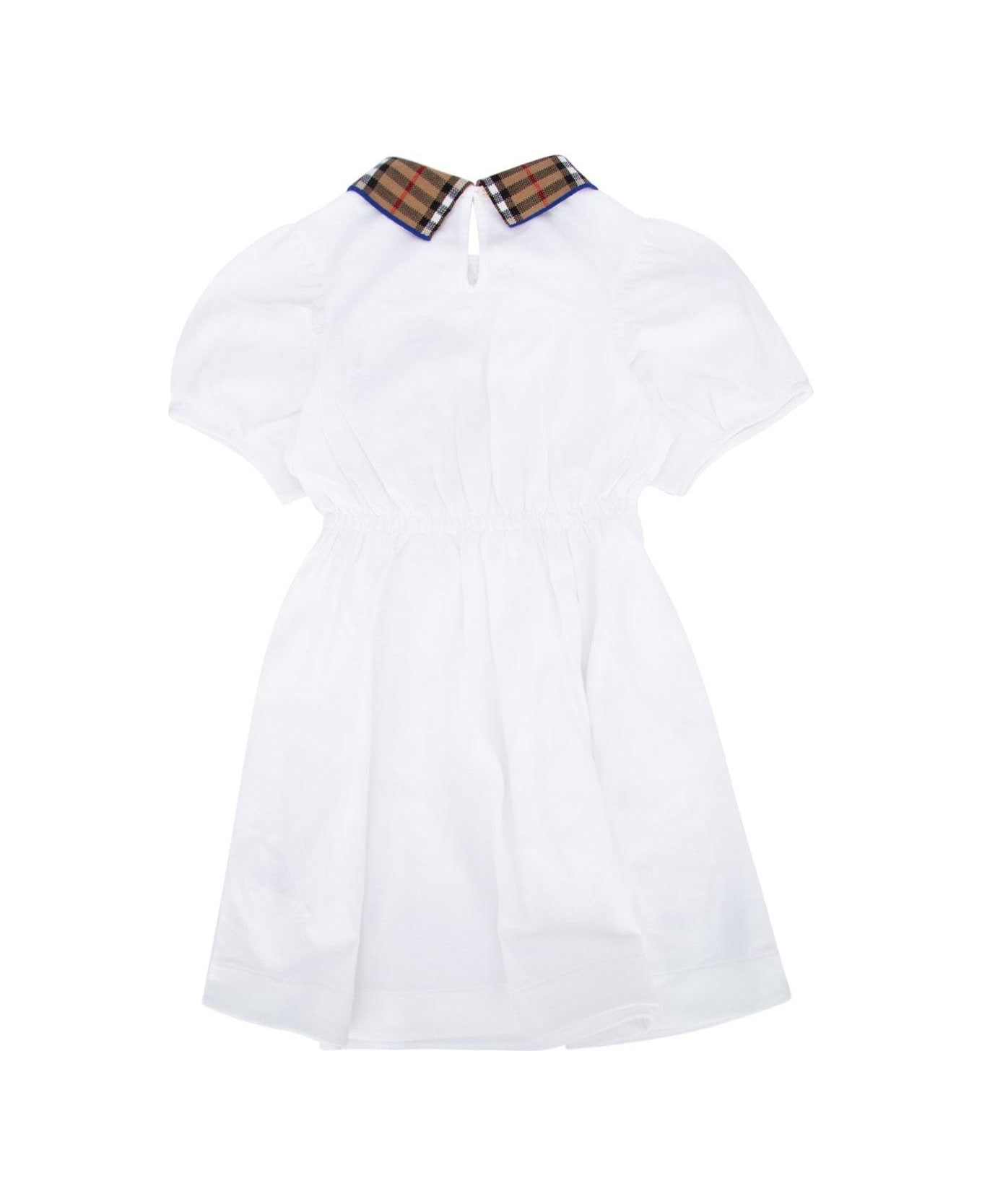 Burberry Check-collar Short-sleeved Dress - White