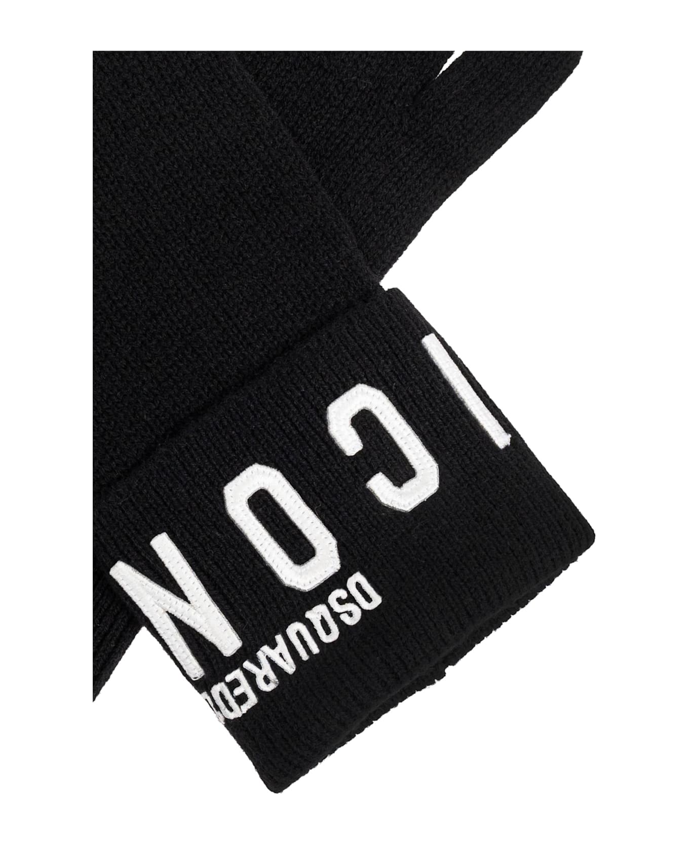 Dsquared2 Wool Gloves - Black White