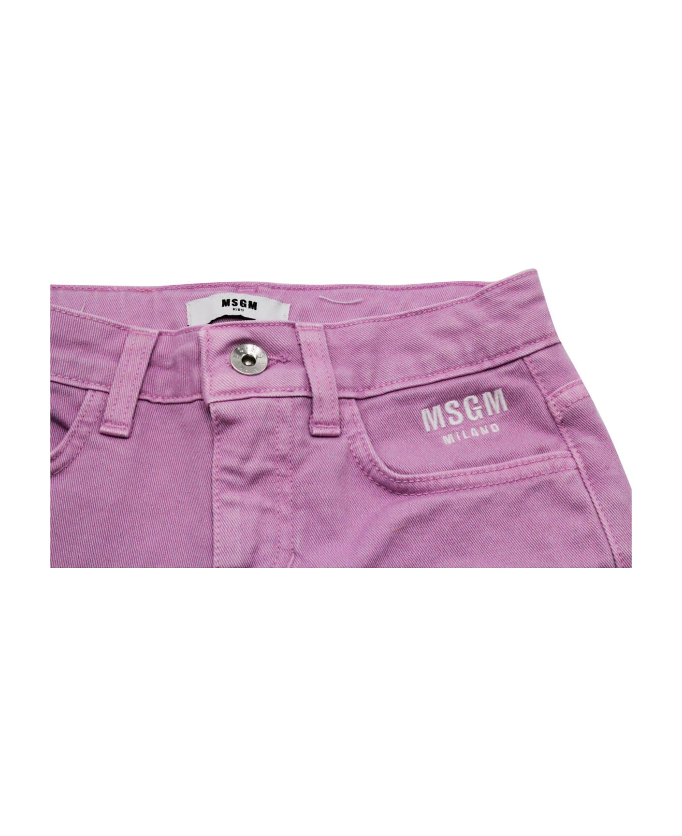 MSGM Denim Shorts With Fringes - Pink