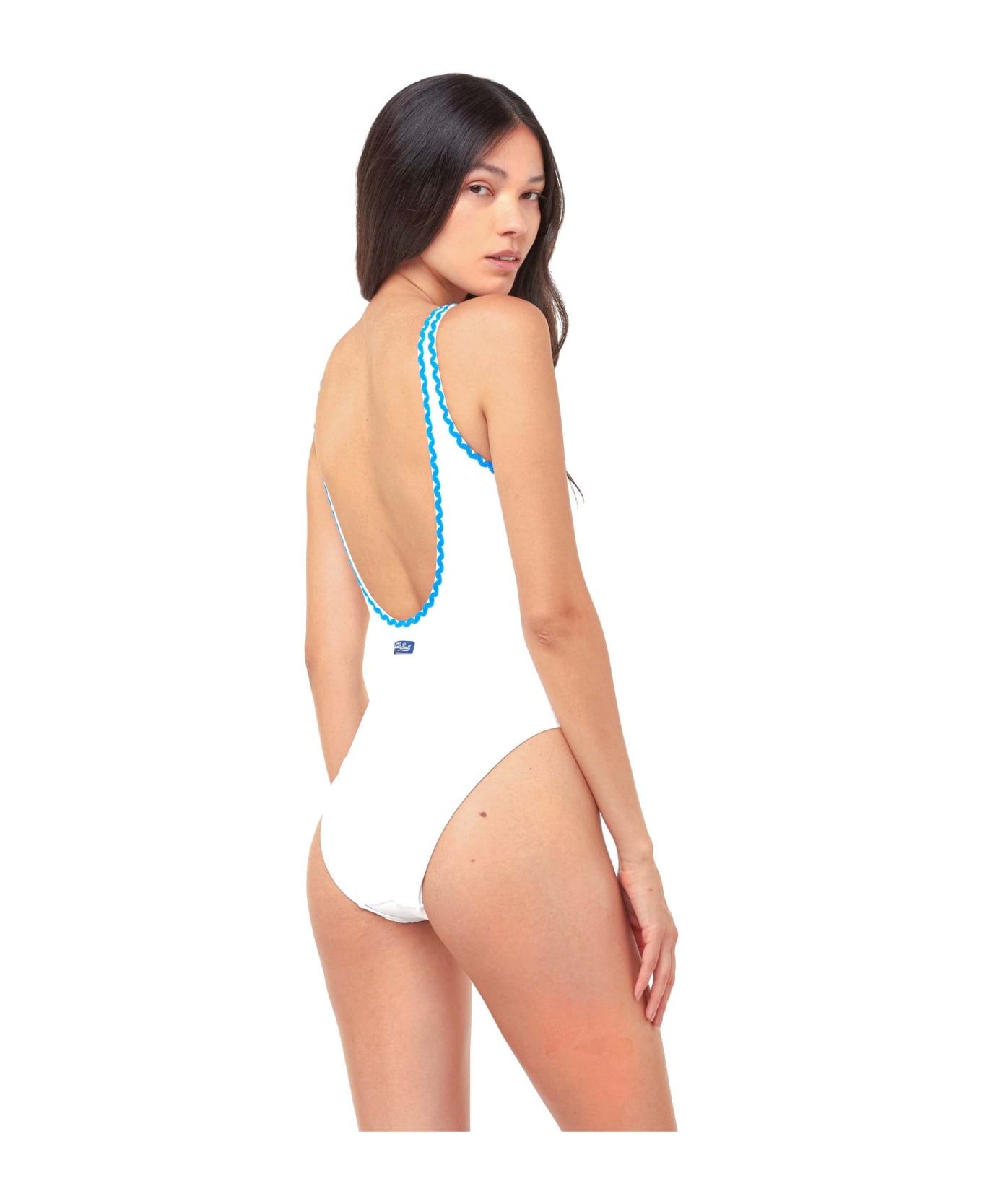 MC2 Saint Barth One Piece Swimsuit With Santa Embroidery - WHITE