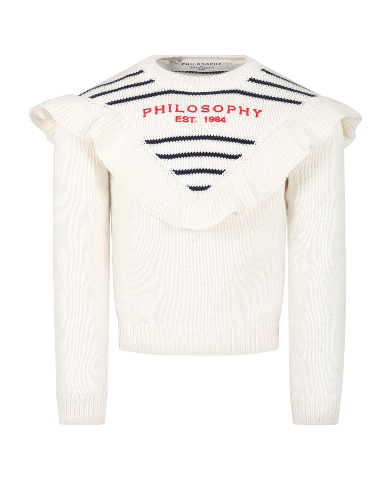 Philosophy di Lorenzo Serafini Kids White Sweater For Girl With Logo - White