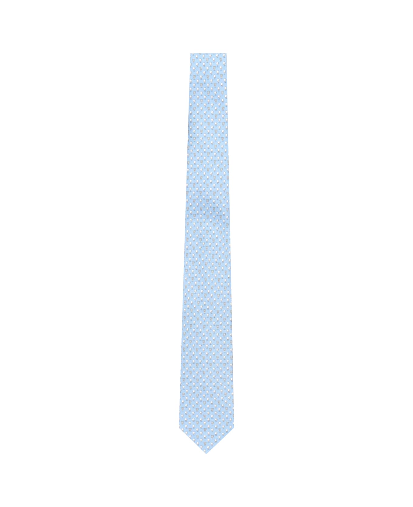 Ferragamo Silk Tie With Golf Print - Blue
