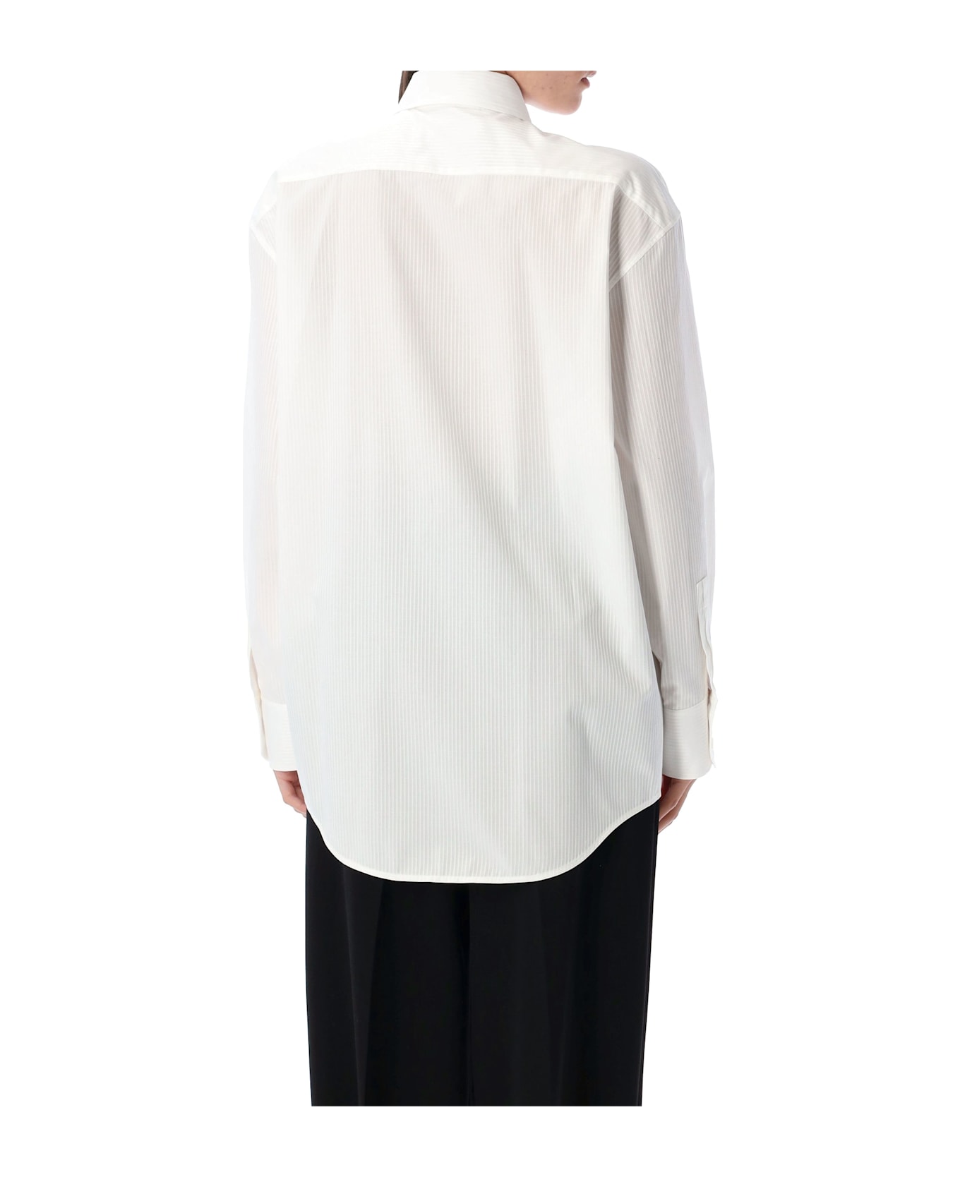 Saint Laurent Striped Cassandre Shirt - WHITE