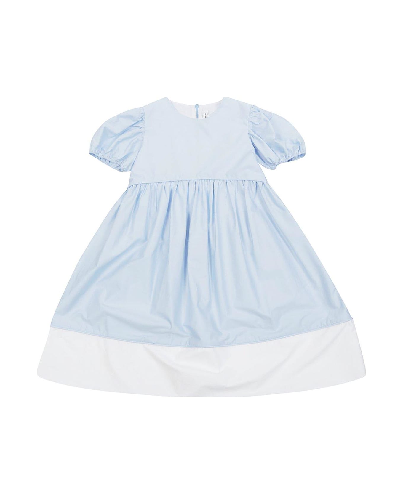 Il Gufo Short-sleeved Stretch Poplin Dress - Azzurro