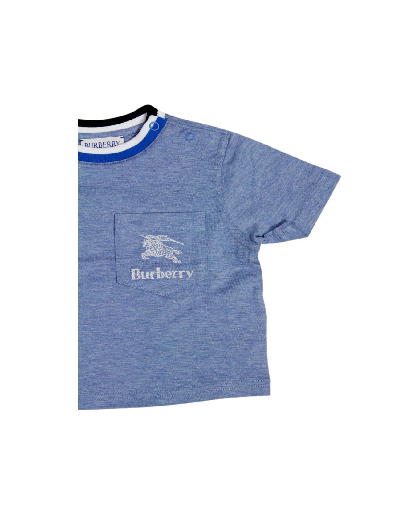 Burberry Short-sleeved Crew-neck T-shirt In Cotton With Logo Pocket On The Chest