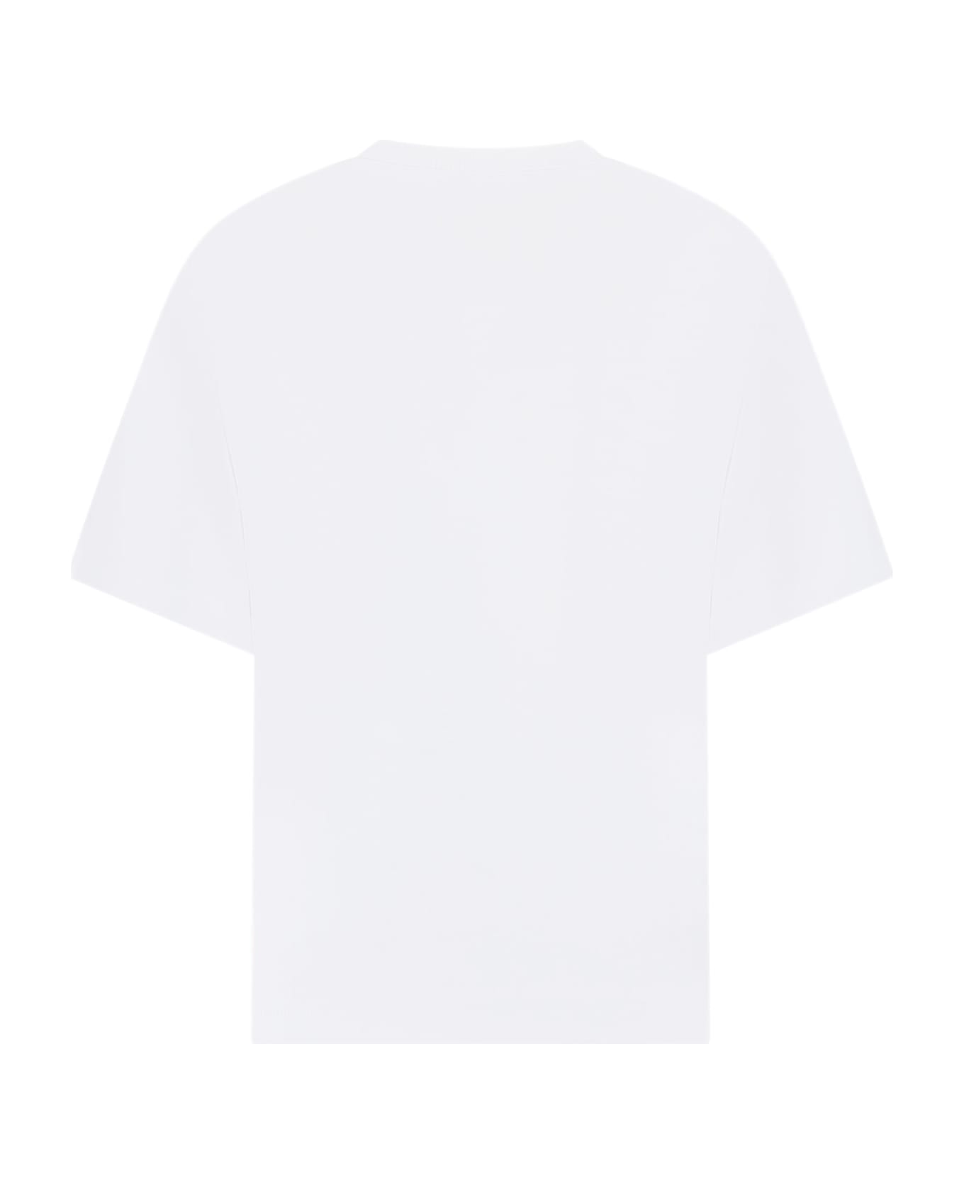 Emporio Armani White T-shirt For Boy With Smurf Print - White